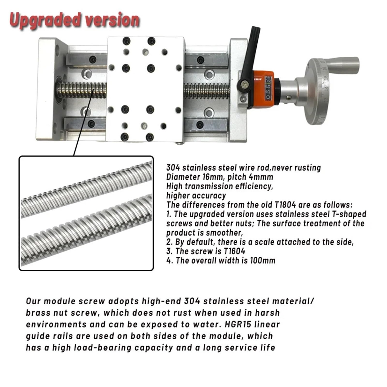 Table coulissante manuelle, course de 50 à 1000 mm, vis type T, actionneur linéaire, affichage numérique, compteur position, rail 120 kg, XYZ CNC(Horizontal Display,100mm Stroke)