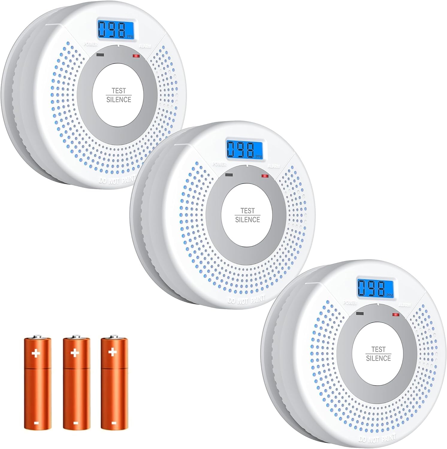 Photo 1 of And Carbon Monoxide Detector, Battery Operated Fire Alarm with LCD Display & Test/Reset Button, Portable Photoelectric CO Smoke Detector Combo for Home, Apartment, RV & Travel (3 Pack)