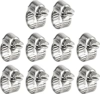 Vista 12 de Abrazadera de manguera, paquete de 10 abrazaderas de manguera de acero inoxidable, ajustables de 1-1/4 pulgadas a 2-1/4 pulgadas, abrazaderas