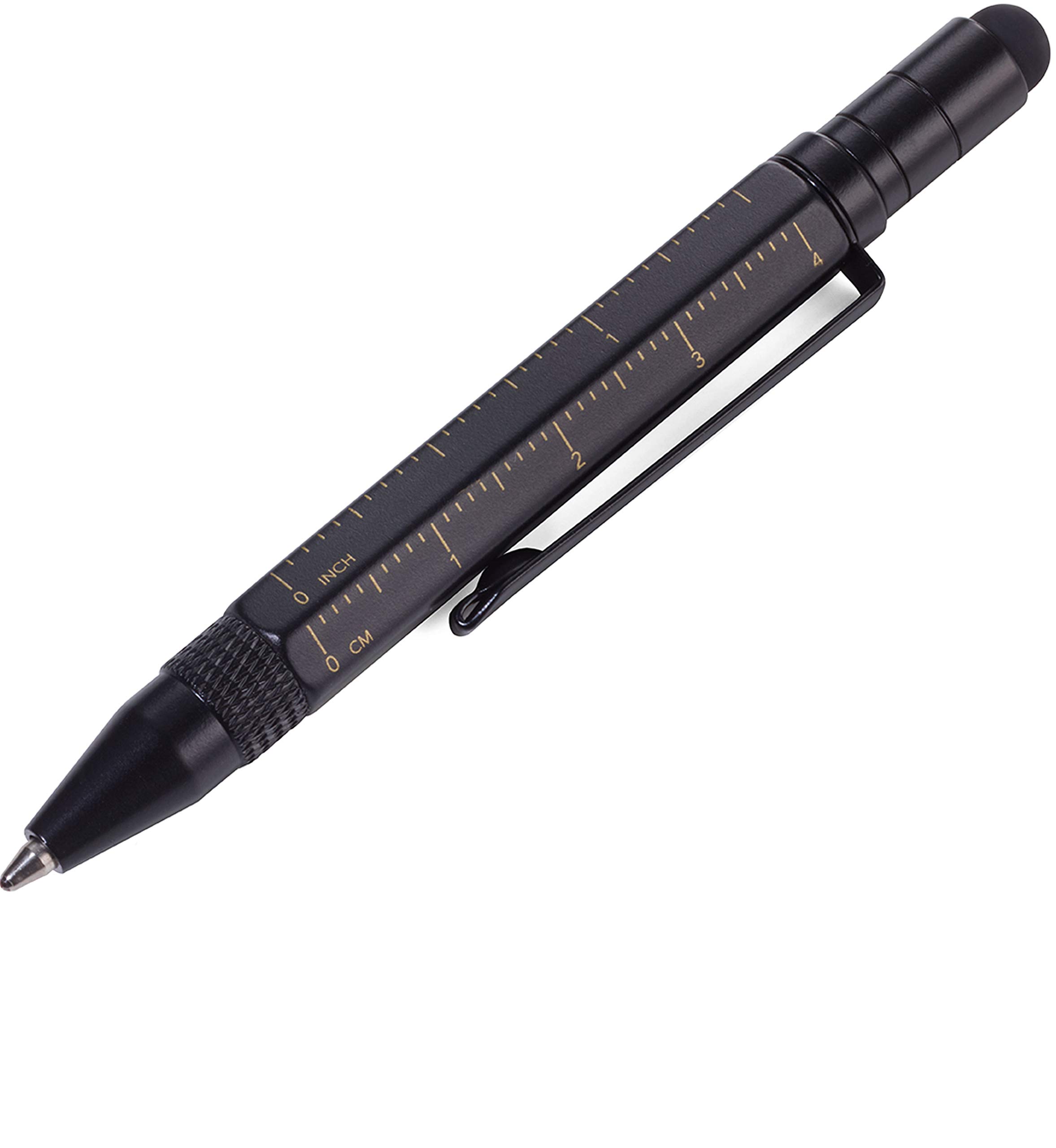 TROIKA Construction Mini Multifunction Pen Black Gold Aluminum Screwdriver