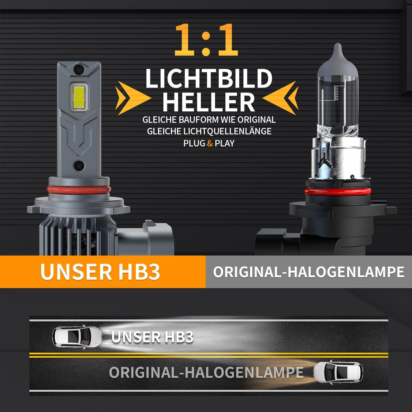Halogen HB3 9005 lampen Auto 12V 60W 6000K Weiß – Plug & Play Halogenlampen mit Hoher Helligkeit & Effizientem Kühlsystem – HB3 Scheinwerferbirnen für Optimale Nachtsicht (2er Pack)