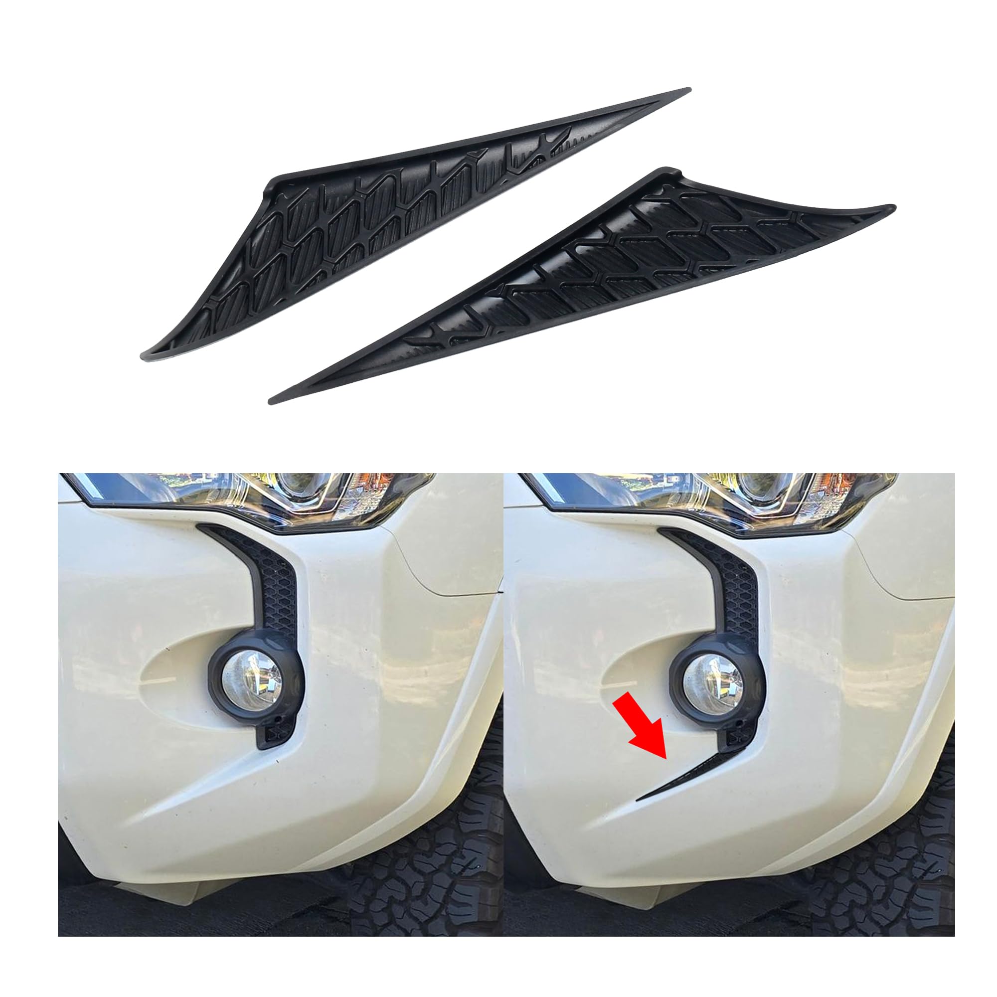 Hellet 2PCS Front Fog Light Decals for Toyota 2014-2024 4Runner Accessories Matte Textured ABS Plastic Front Bumper Grill Trim