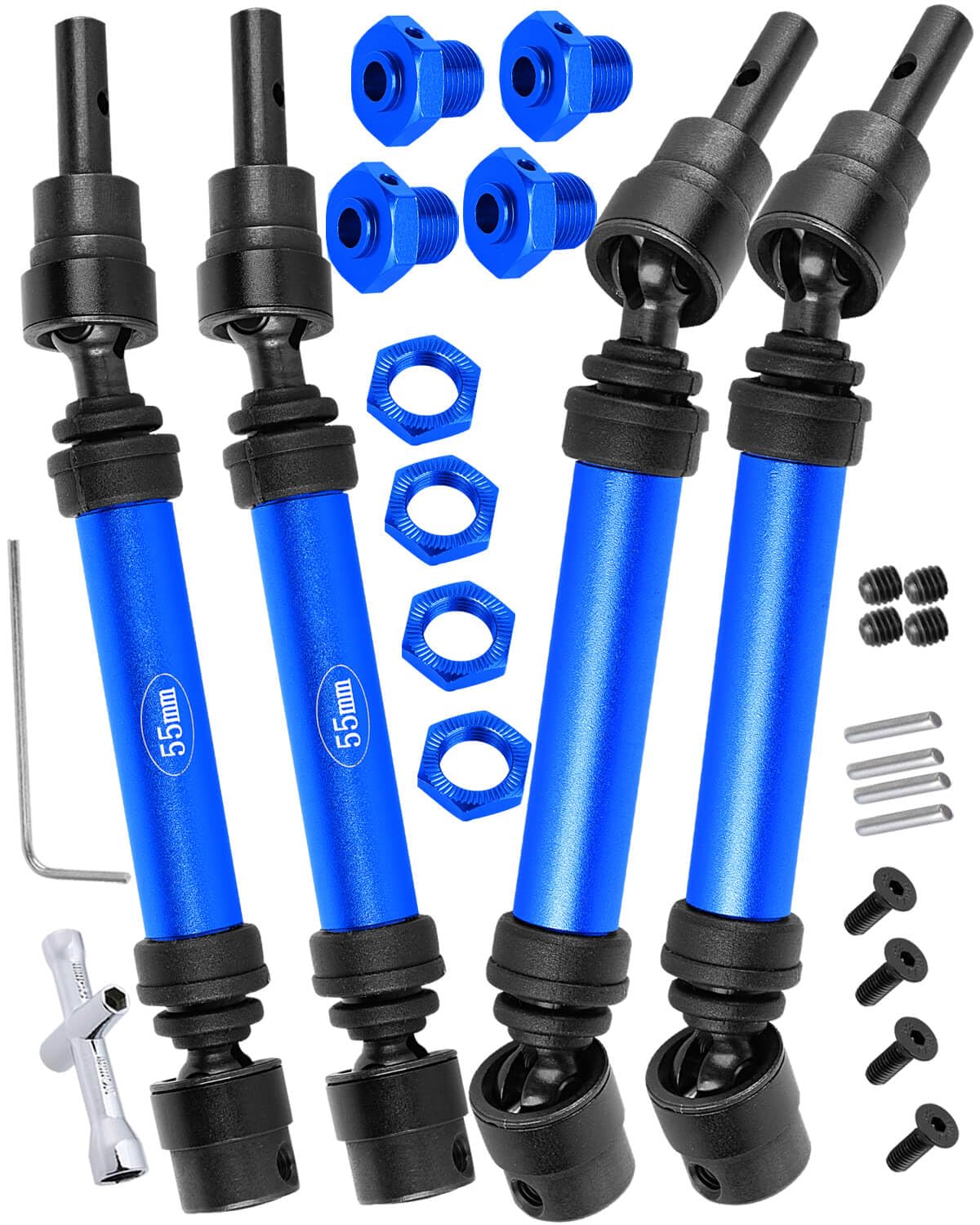 hopsupRC RC Drive Shafts Upgrades Part for 1/8 Typhon 3S BLX,Typhon Mega 550,RC #45 Steel CVD,Harden Front Rear Driveshaft Axles Hops up(4PCS),Navy Blue