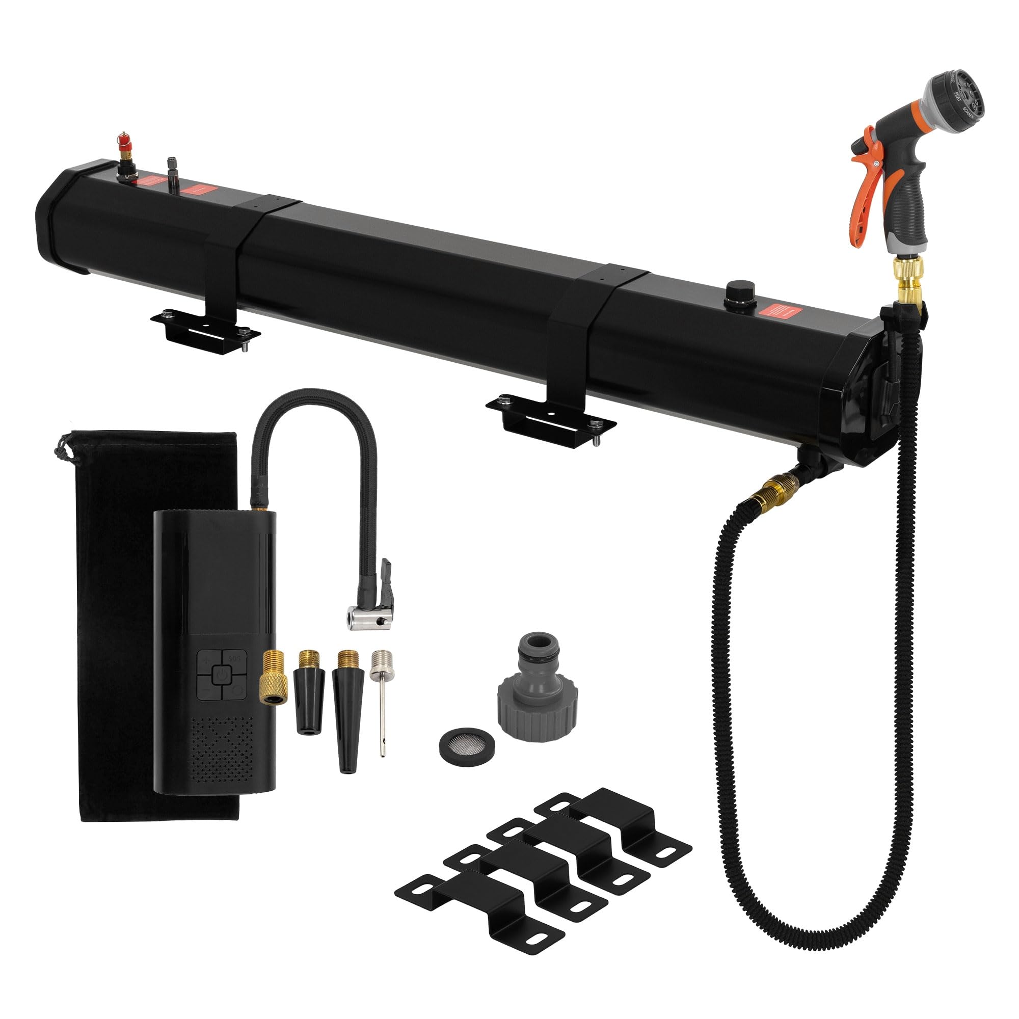 ML-Design Doccia Solare Campeggio 20L/30L per Tetto Auto, con Pompa e Doccetta, Riscaldamento Solare, Serbatoio Acqua Portatile con Sistema a Pressione, per SUV e Fuoristrada, Doccia Esterna Outdoor