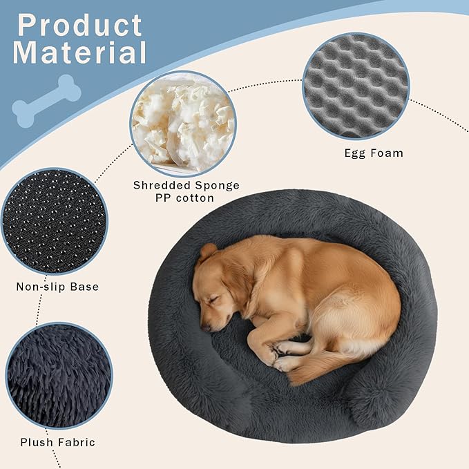 Cama Redonda Perro Pequeño Lavable Antiansiedad miniatura 4