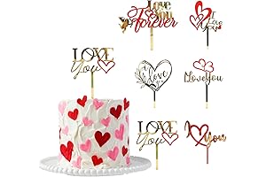 6 Pcs Love Heart Cake Toppers for Valentine's Day