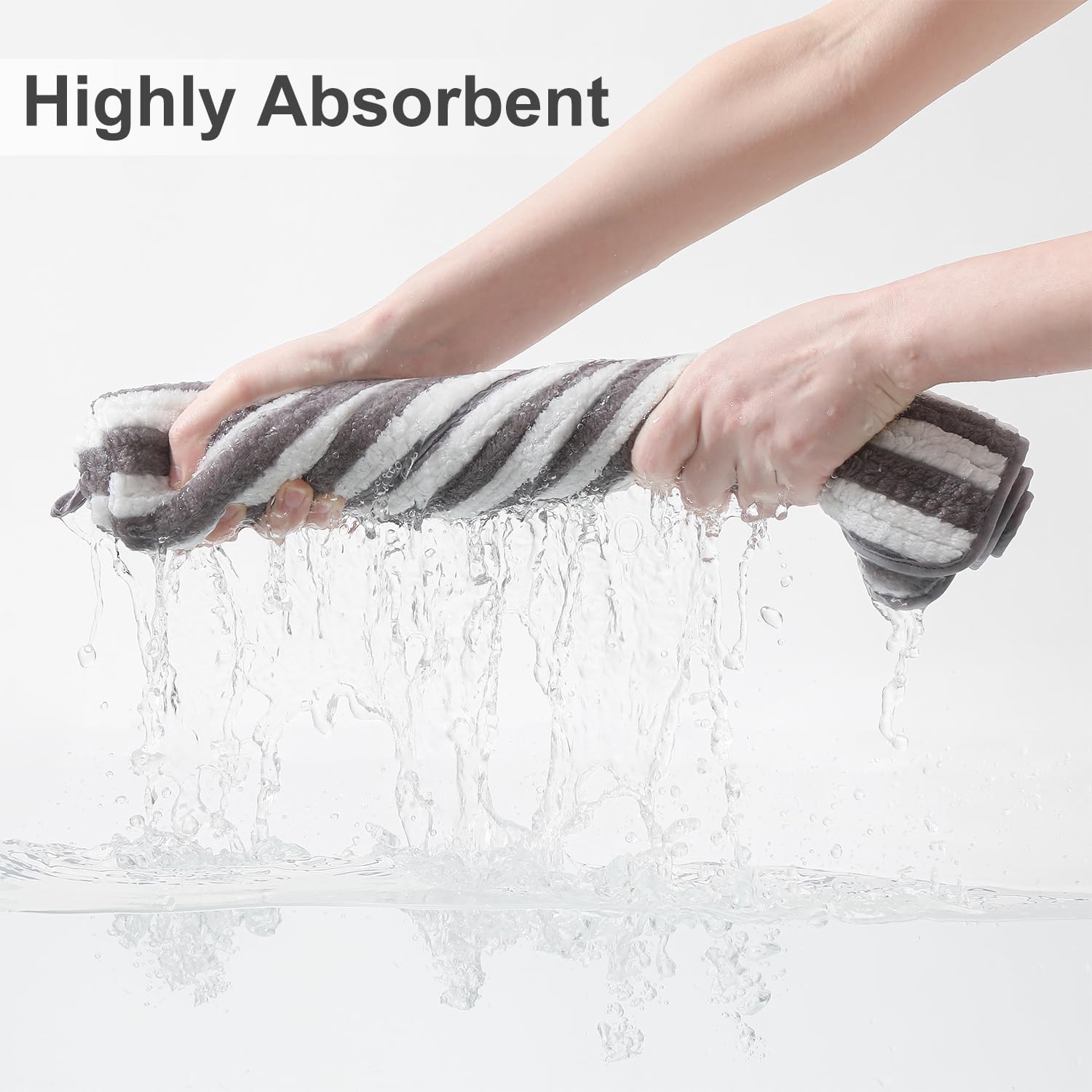 Smuge 18 Pcs Bath Towel Set, Include 6 Bath Towel Sheets, 6 Hand Towels and 6 Washcloths - Highly Absorbent Quick Dry Microfiber,Ultra Soft Bathroom Towel Set with Hanging Loop - Light Gray - Image 2