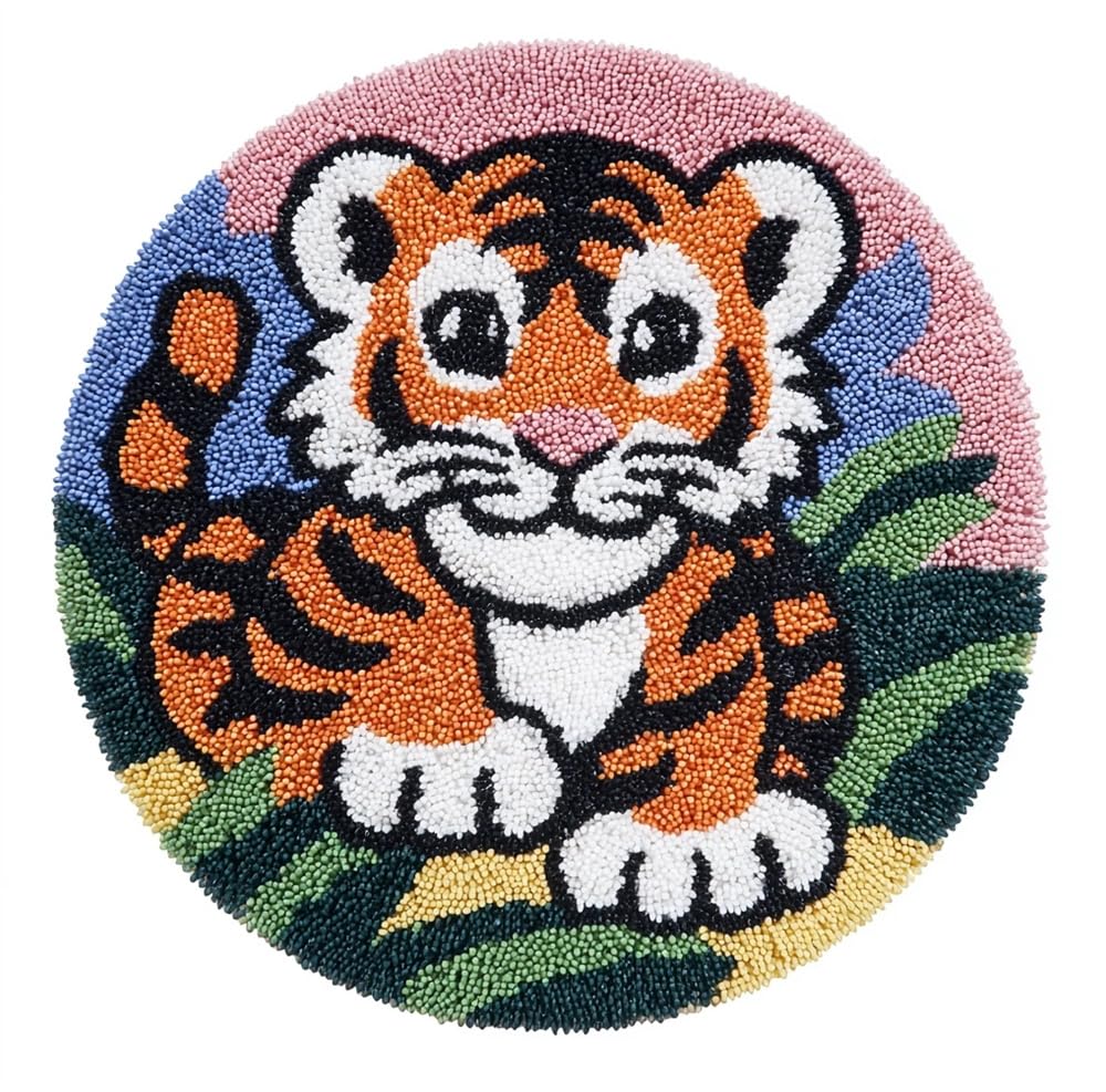 kitphoenix Circular Rug Rraft Kit Tiger and Butterfly