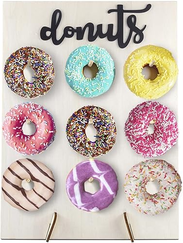 Tablero de exhibición de rosquillas para pared, soporte de madera para decorar fiestas, bodas, fiestas de cumpleaños