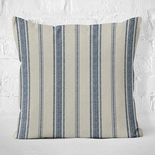 Miniatura 3 de Skully Funda de cojín cuadrada de felpa azul marino francés jacquard a rayas ocultas con cremallera oculta para sofá para el hogar, funda de cojín