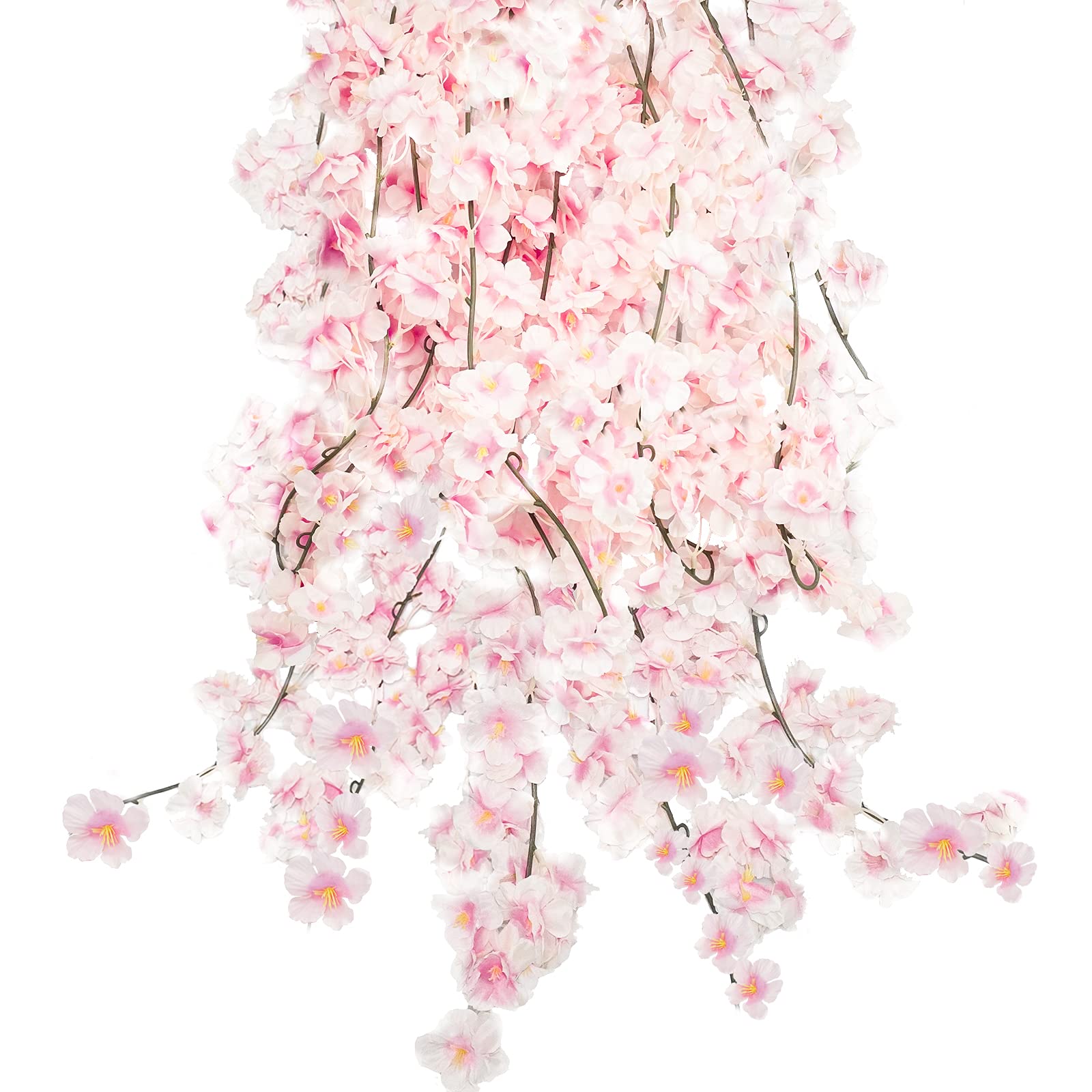 Uieke 2pcs Artificial Cherry Blossom Flower Vines Hanging Silk Flowers Garland for Wedding Party Bedroom Home Décor