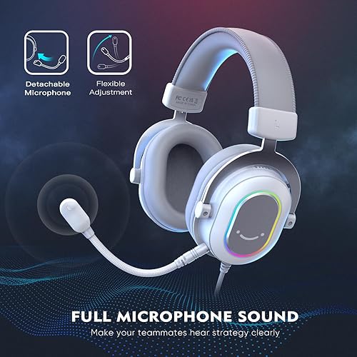 Miniatura 4 de FIFINE Auriculares USB para juegos, auriculares de PC con cable con micrófono para computadoraportátil, auriculares RGB sobre la oreja con sonido