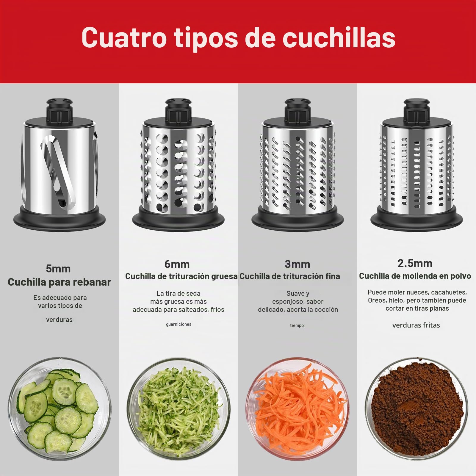 GVODE Accesorio Rallador de Acero Inoxidable para KitchenAid, Rallador de Queso y Verduras