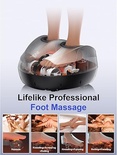 Miniatura 4 de BOB AND BRAD Máquina masajeadora de pies con calor y control remoto masajeador eléctrico de pies Shiatsu de amasamiento profundo con 4 niveles