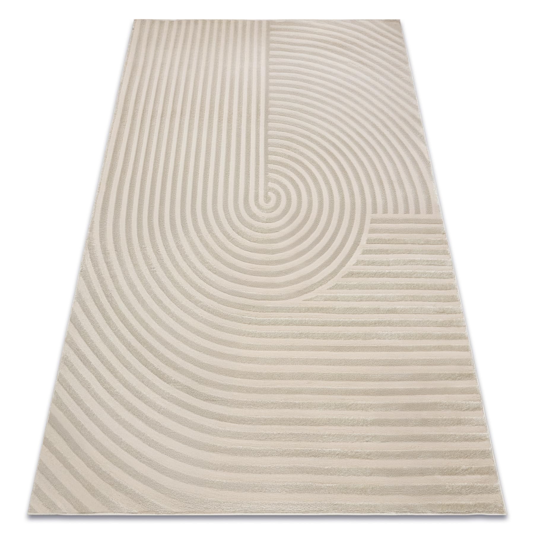 Tapis géométrique glamour taupe haut de gamme au tissage doux et moderne