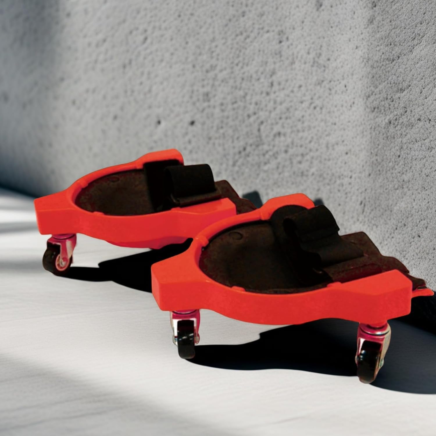 Professional Heavy-Duty Knee Blades with Smooth-Rolling Casters & Gel Cushion – 360° Glide Mobility, Secure Fit, Work-Grade Protection for Adults, Red, One Size