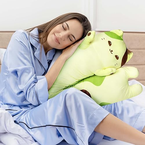 Miniatura 2 de Mewaii Almohada larga de felpa con forma de gato, 44 pulgadas, lindo animal de peluche de aguacate, peluche Kawaii, almohada grande y blanda de