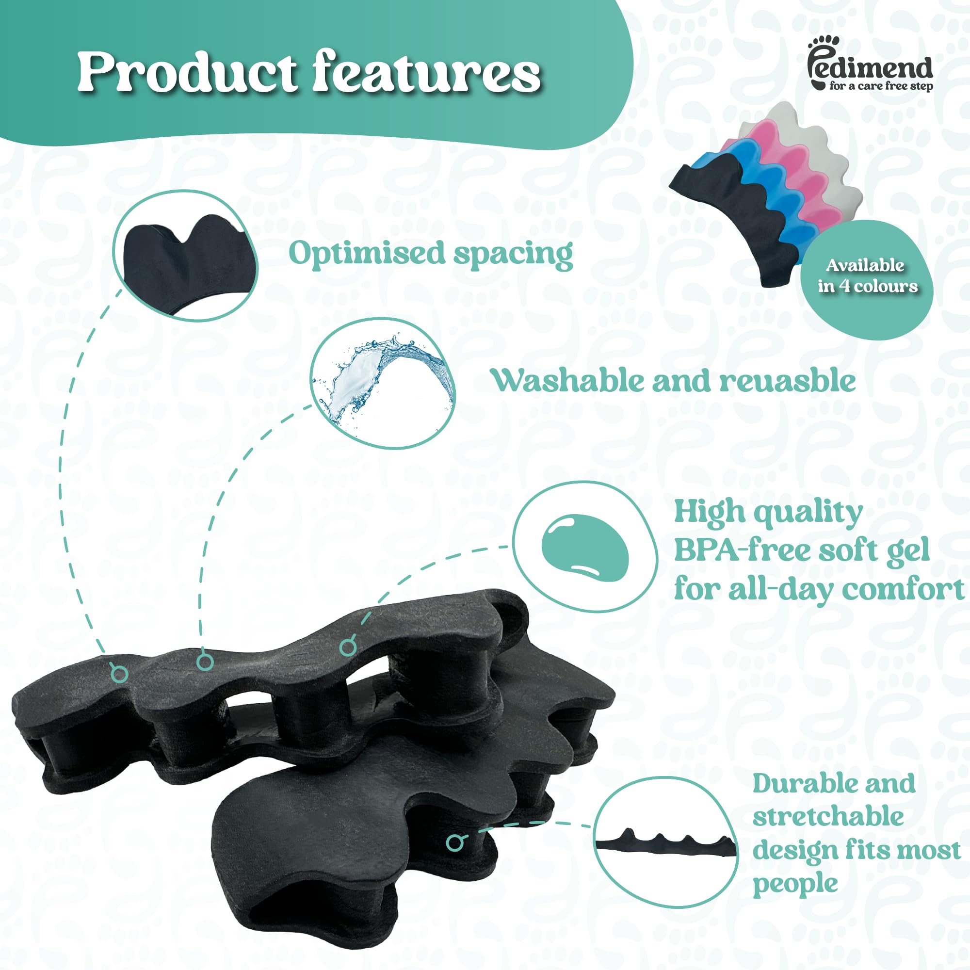 PEDIMEND Toe separator, Toe spacers, Gel Toe Separators, Bunion Correctors - Image 2