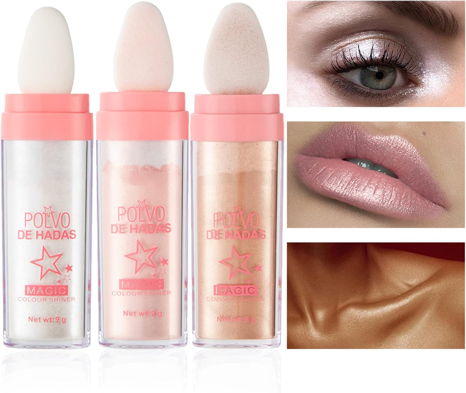 DAGEDA 3Pcs Body Glitter, Shimmer Face and Body Highlighter Powder, High Gloss Fairy Glitter Sparkle Powder Highlight Makeup for Hair Face Body Cosmetics with Bright Luster DAGEDA 3Pcs Body Glitter, Shimmer Face and Body Highlighter Powder, High Gloss Fairy Glitter Sparkle Powder Highlight Makeup for Hair Face Body Cosmetics with Bright Luster