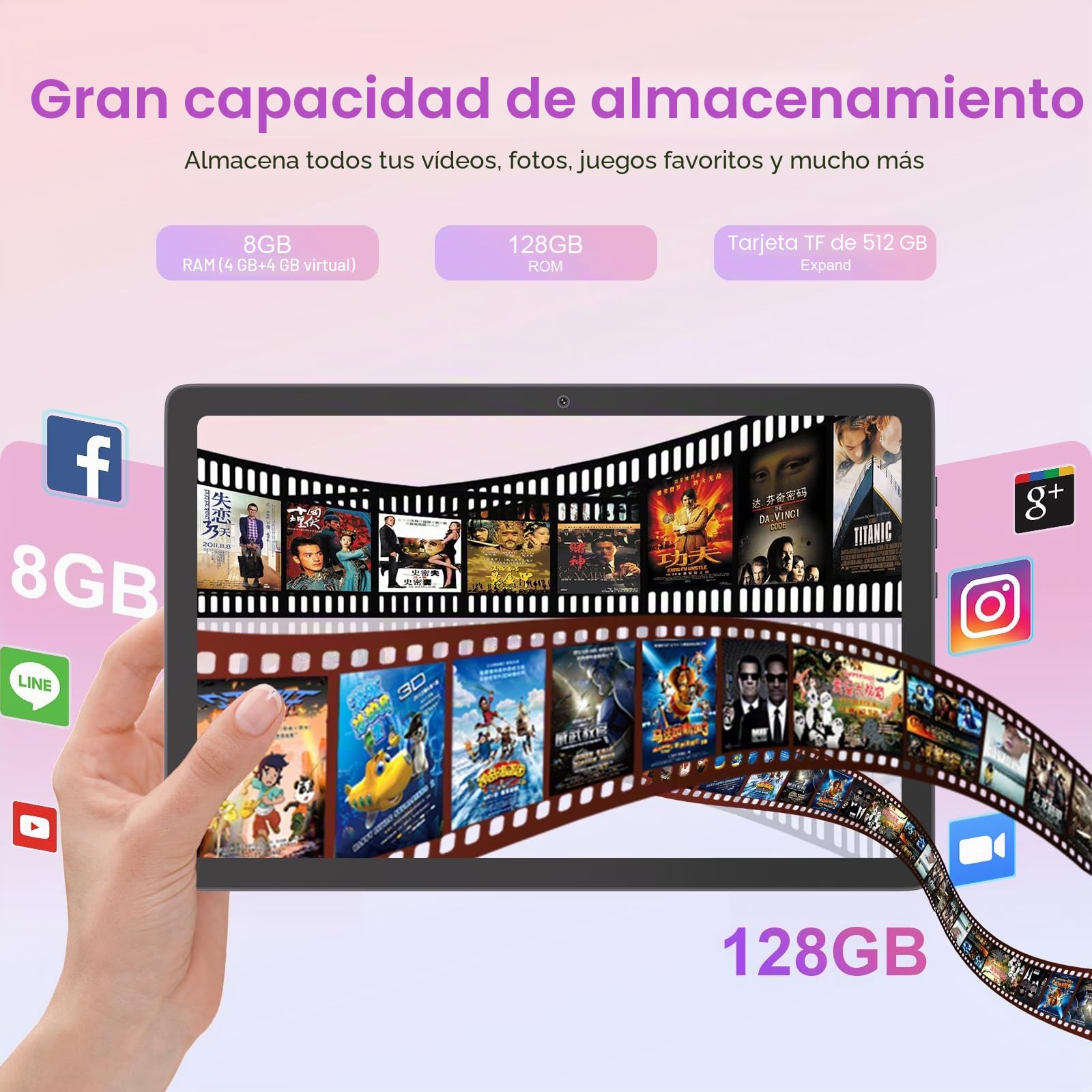 C idea Tablet 10.51”, Tableta Android 14 con Pantalla FHD 1200 * 1920, 8 GB de RAM + 128 GB de ROM (TF TB), cámara Dual de 13 MP + 5 MP, WiFi 2.4/5G, Bluetooth, batería de 6 Horas (Gris) (10.51")