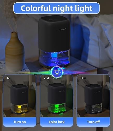 Miniatura 3 de TABYIK Deshumidificador pequeño para dormitorio, baño, deshumidificadores portátiles para el hogar, habitación, RV, armario, removedor de humedad