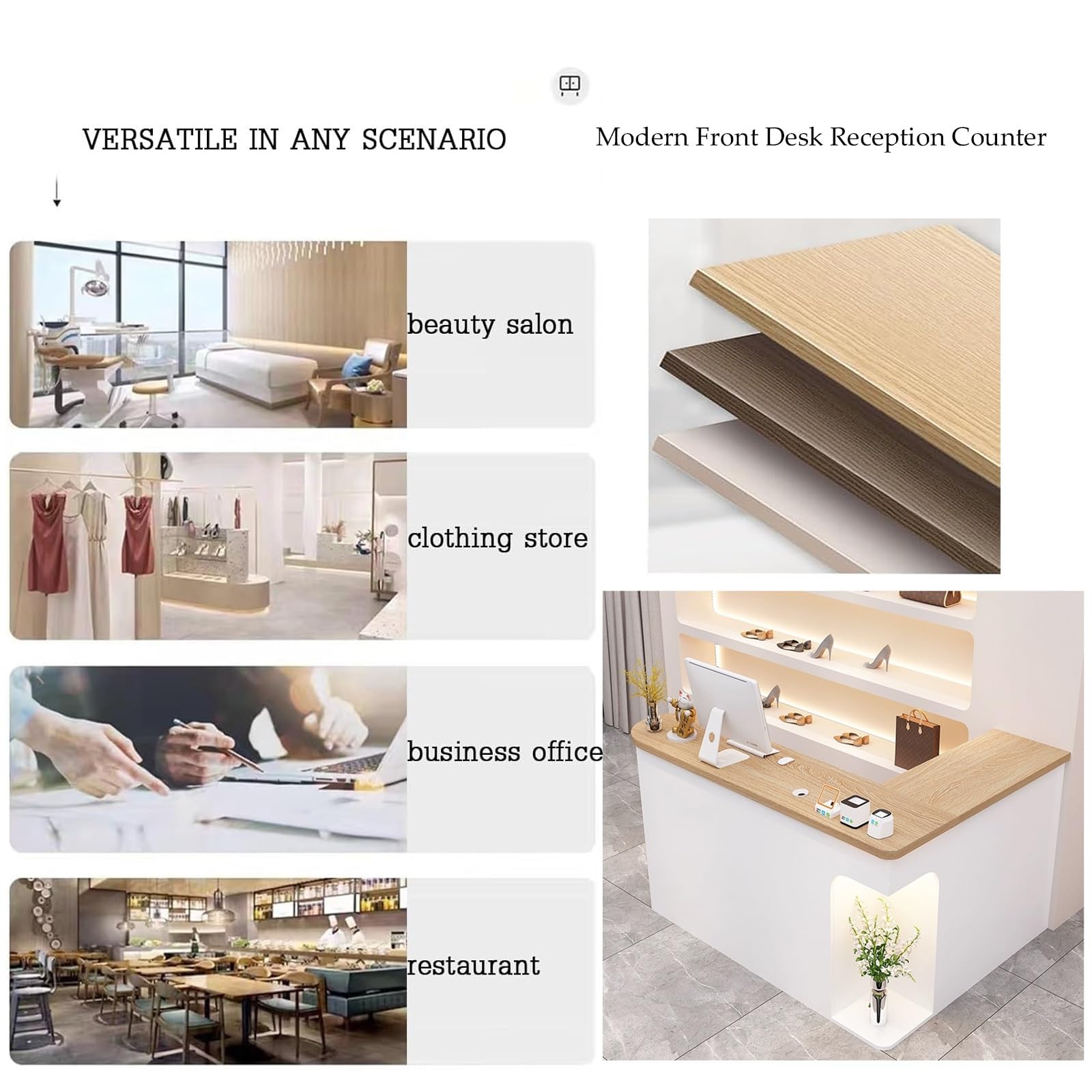 QWEASDF Bancone Reception Moderno，Bancone Cassa Piccolo e Moderno ， Piccolo Banco Cassa ，Banco Reception Parrucchiere Moderno Tavolo，per Negozi, Centri estetici Parrucchieri(D,L120CM/L47.2IN_L)