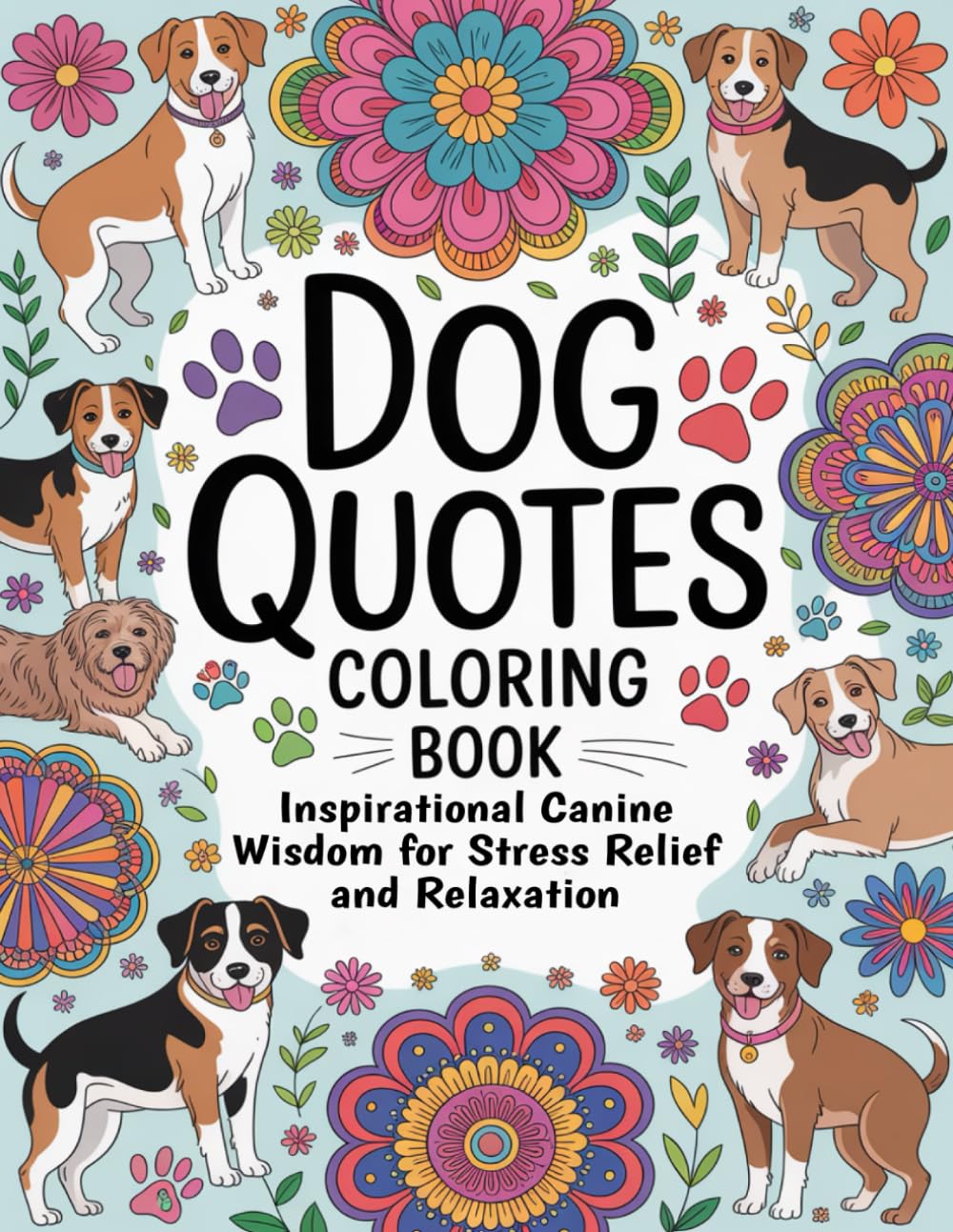 Dog Quotes Coloring Book: Inspirational Canine Wisdom for Stress Relief and Relaxation