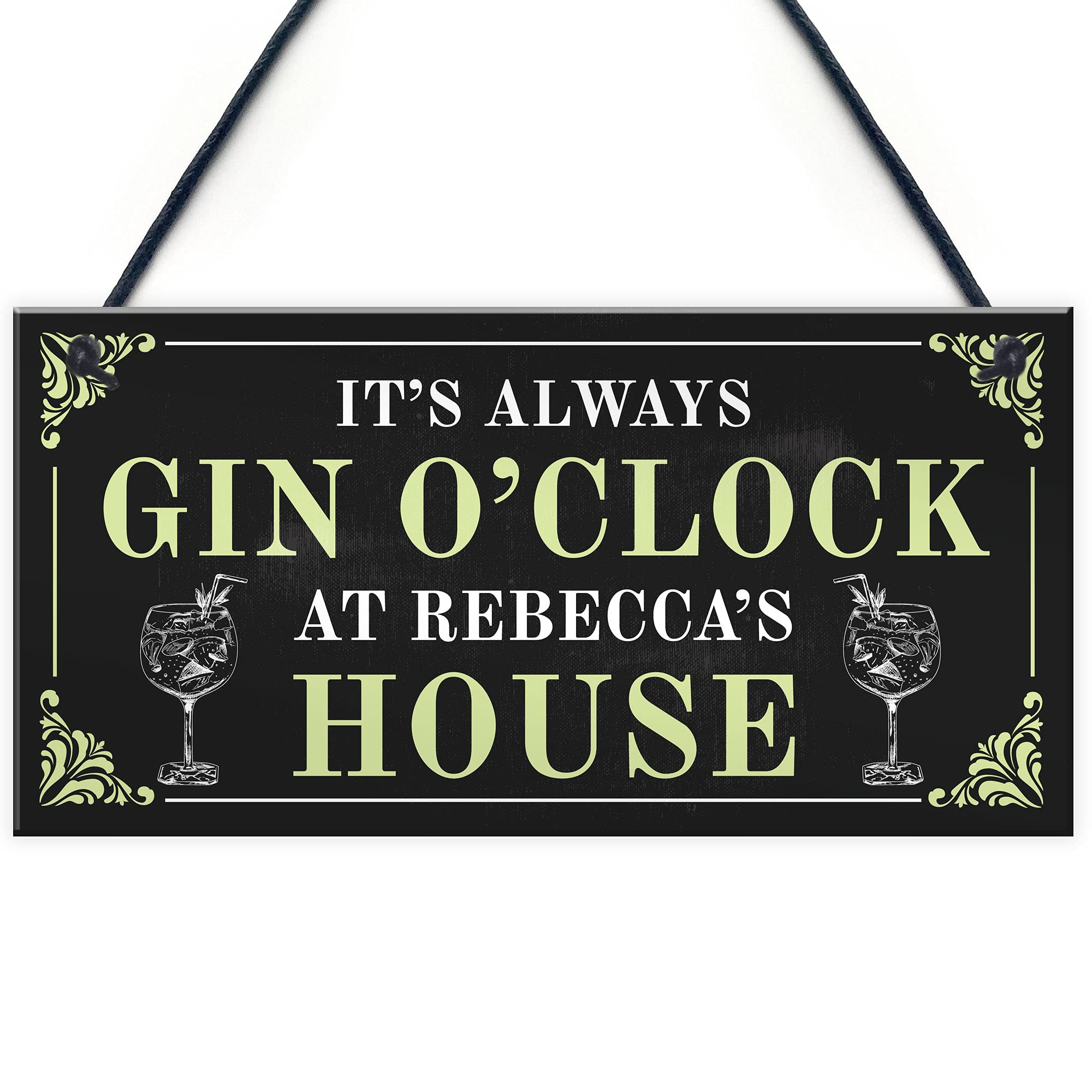 Red Ocean Personalised Novelty Gin O'Clock Sign Home Bar Man Cave Gifts Bar Signs And Plaques Gin Gifts For Her