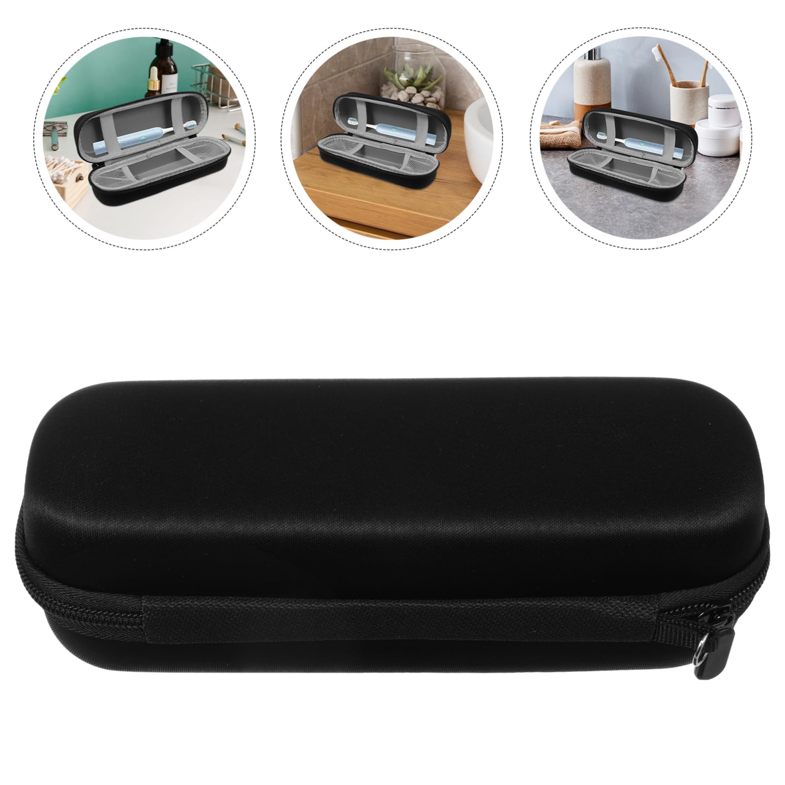 FRCOLOR 5 Piezas Estuche de Cepillo de Dientes Eléctrico y Portátil Bolsa de Almacenamiento para Cepillos de Dientes para y Protección de Color Negro