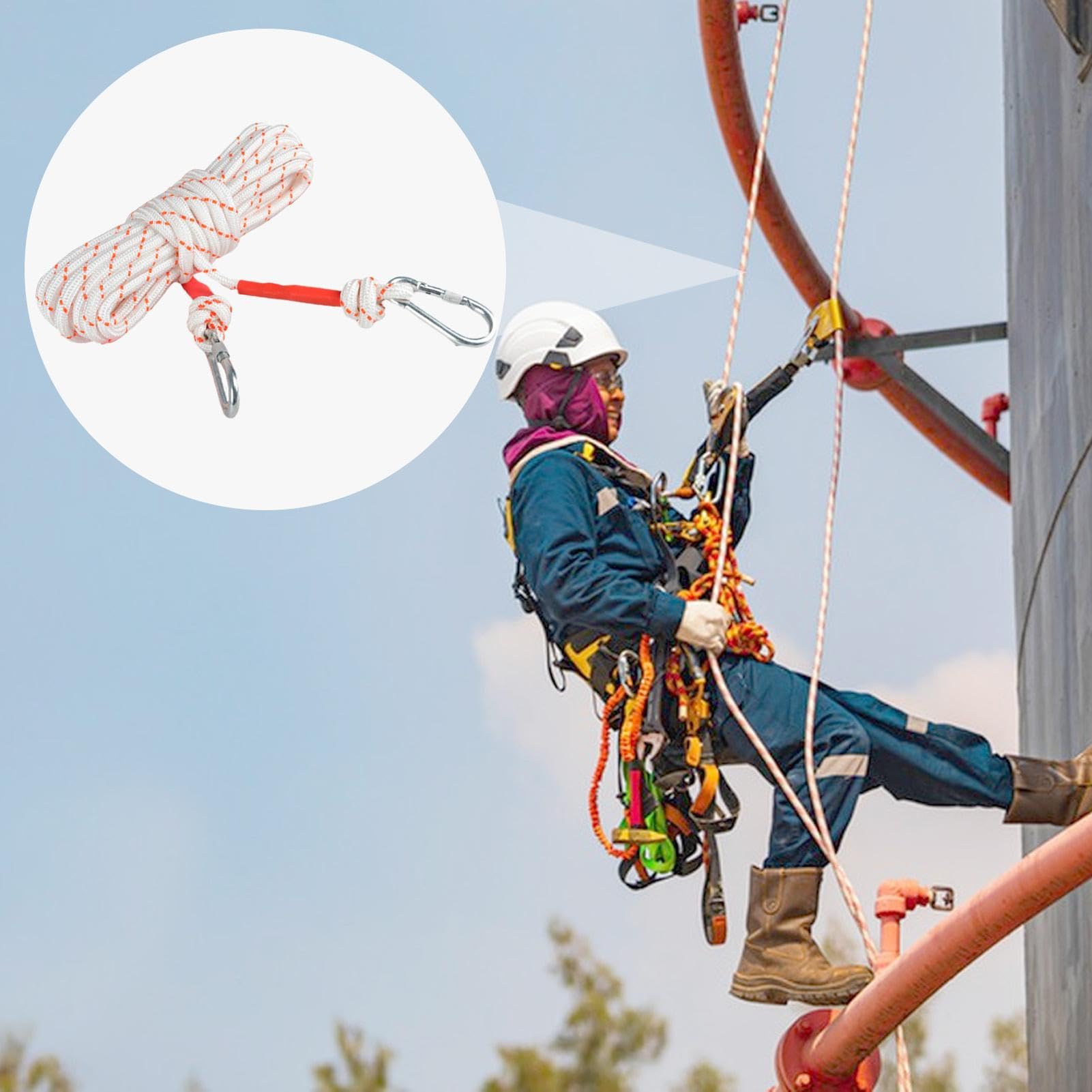 Corda per Arrampicata Strumento di Soccorso Trasportabile a Doppio Gancio | Fuga Urgente Da Fiamma Per Professionisti, Appassionati Di Sport, Uomini, Donne, Famiglia, Fuga Critica Domestica