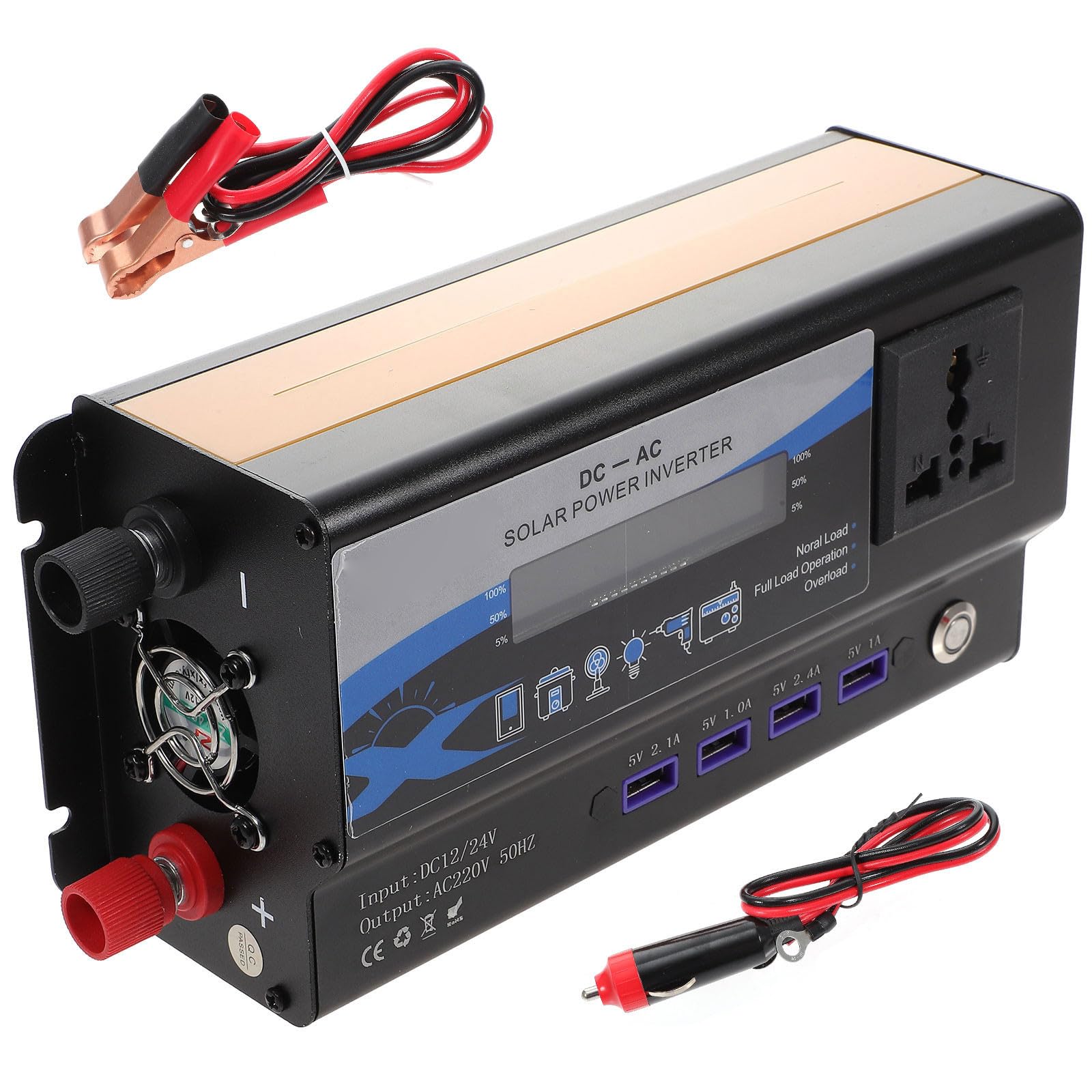 Inversor para Coche 12v a 220v 4000w con Luz LED Ambiental