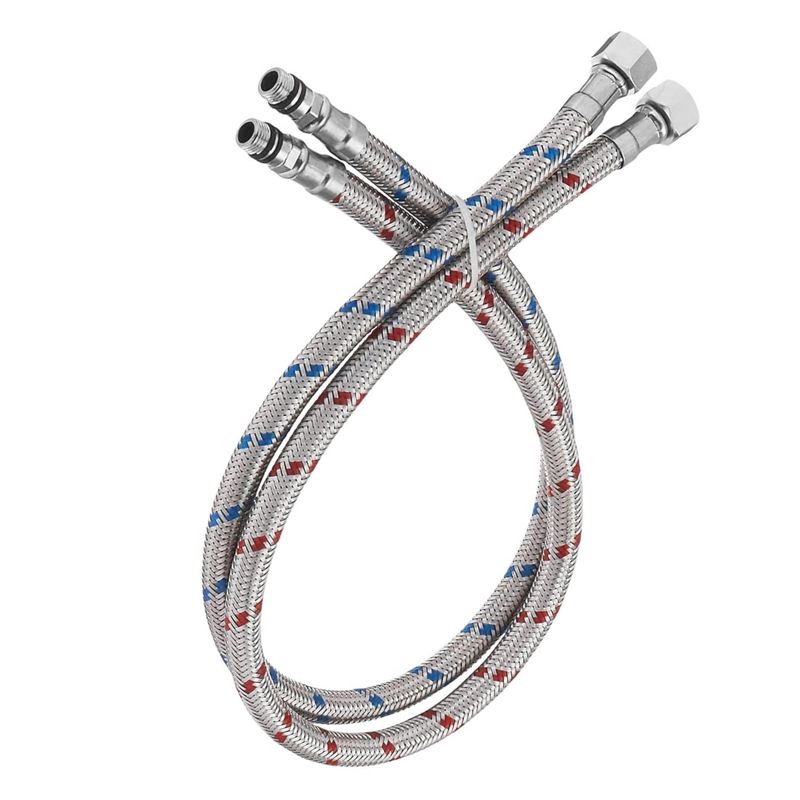 BWE 24-Inch Long Faucet Connector Braided Stainless Steel Supply Hose 3/8-Inch Female Compression Thread x M10 Male Connector, x 2 Pcs (1 Pair)