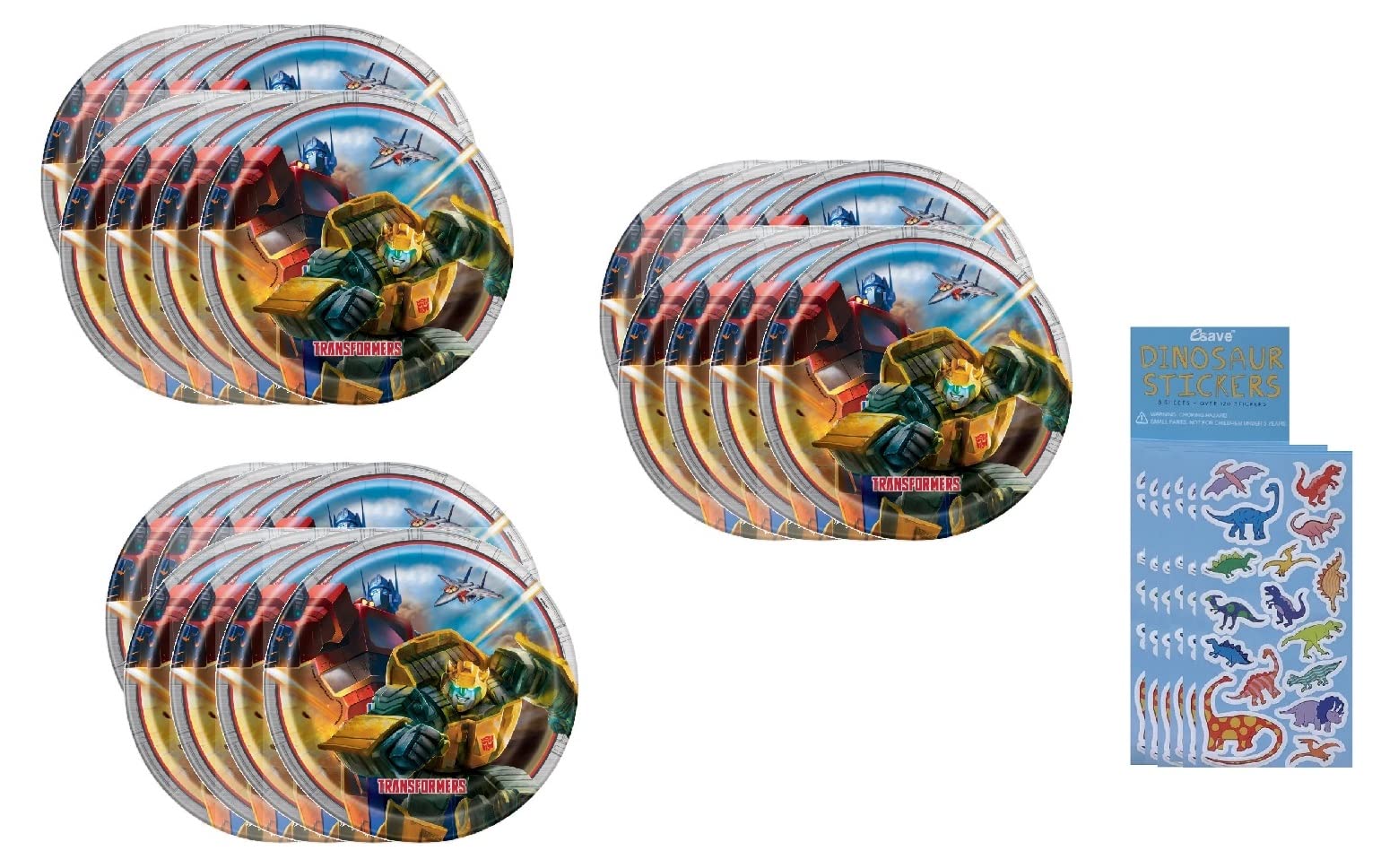 Unique Transformers Birthday Party Supplies Bundle Set - Serves 24 - Includes Lunch Paper Plates - 24 Count