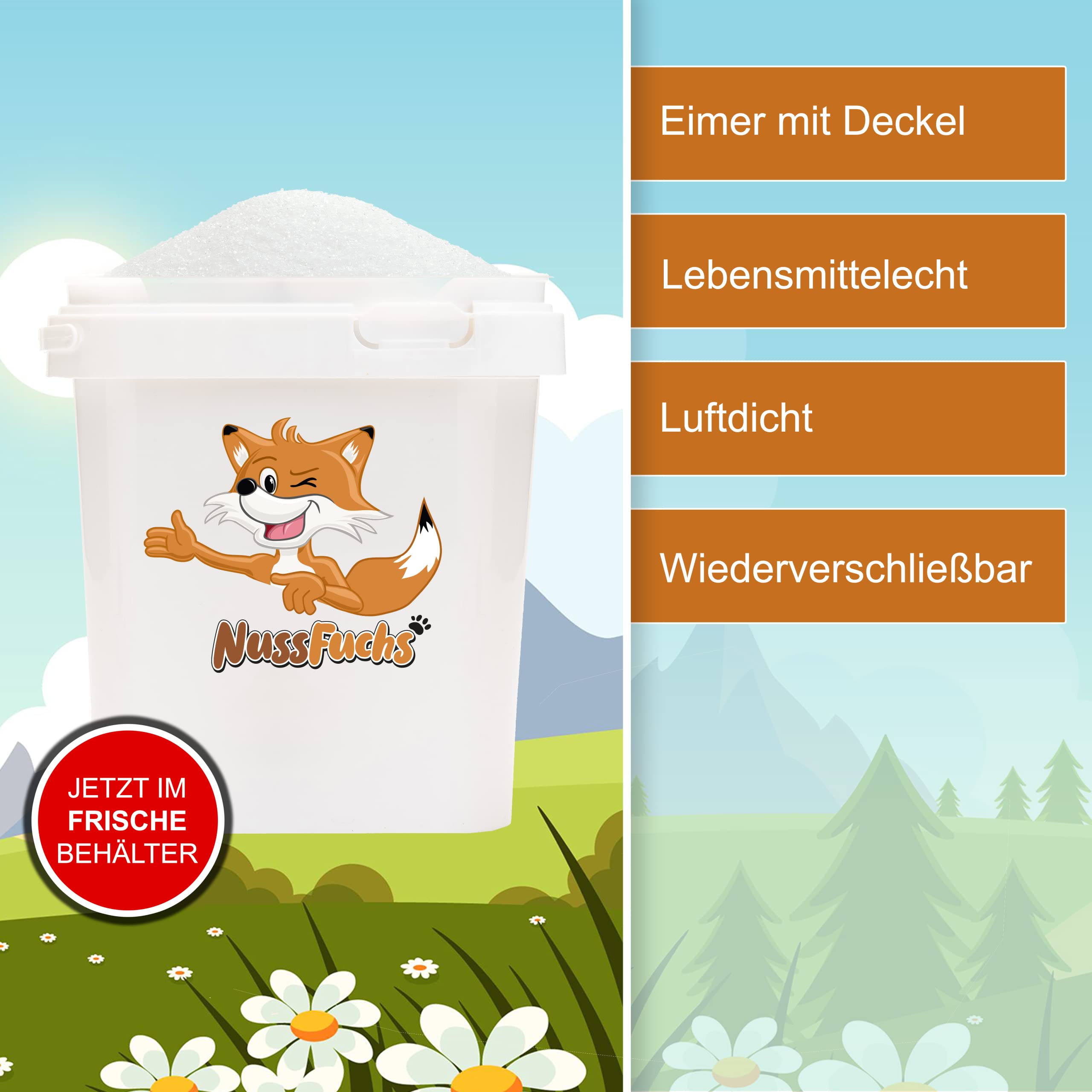 Erythrit / Erythritol im Eimer - 5kg - kalorienfreier Zuckerersatz - vegan leicht löslich zahnfreundlich - natürliche Zuckeralternative 100% Erythrit ohne Kalorien - 70% Süßkraft von Zucker (5kg)