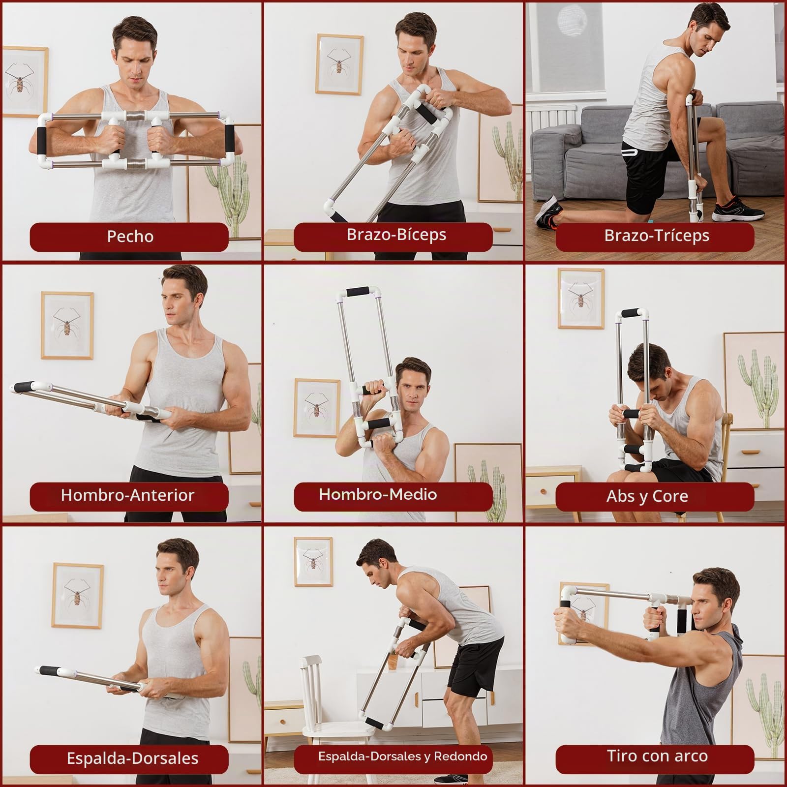 GoFitness Push Down Bar, Máquina de Musculación para Pectorales en Casa | Ejercicios para Pecho, Brazos, Hombros, Abdominales y Espalda - Entrenador de Pectorales Entrenamiento de Fuerza en Casa