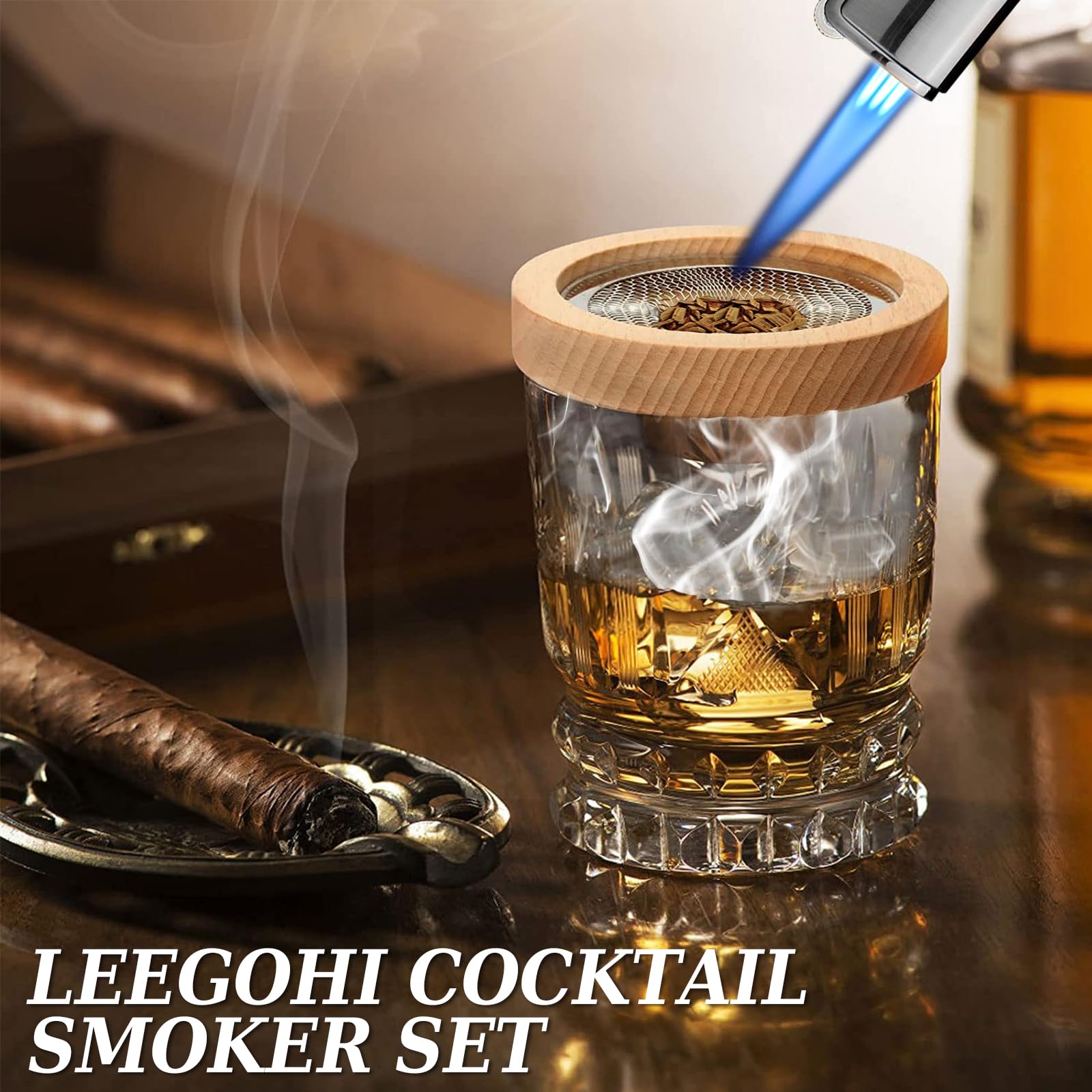 Kit Affumicatore Per Cocktail,Kit Affumicatore Per Whisky Con 6 Trucioli Di Legno,Set Cocktail Smoker,Accessori Per Cocktail,Whisky,Bevande,Bourbon,Caffè;Idea Regalo Per Uomo,Papà,Marito