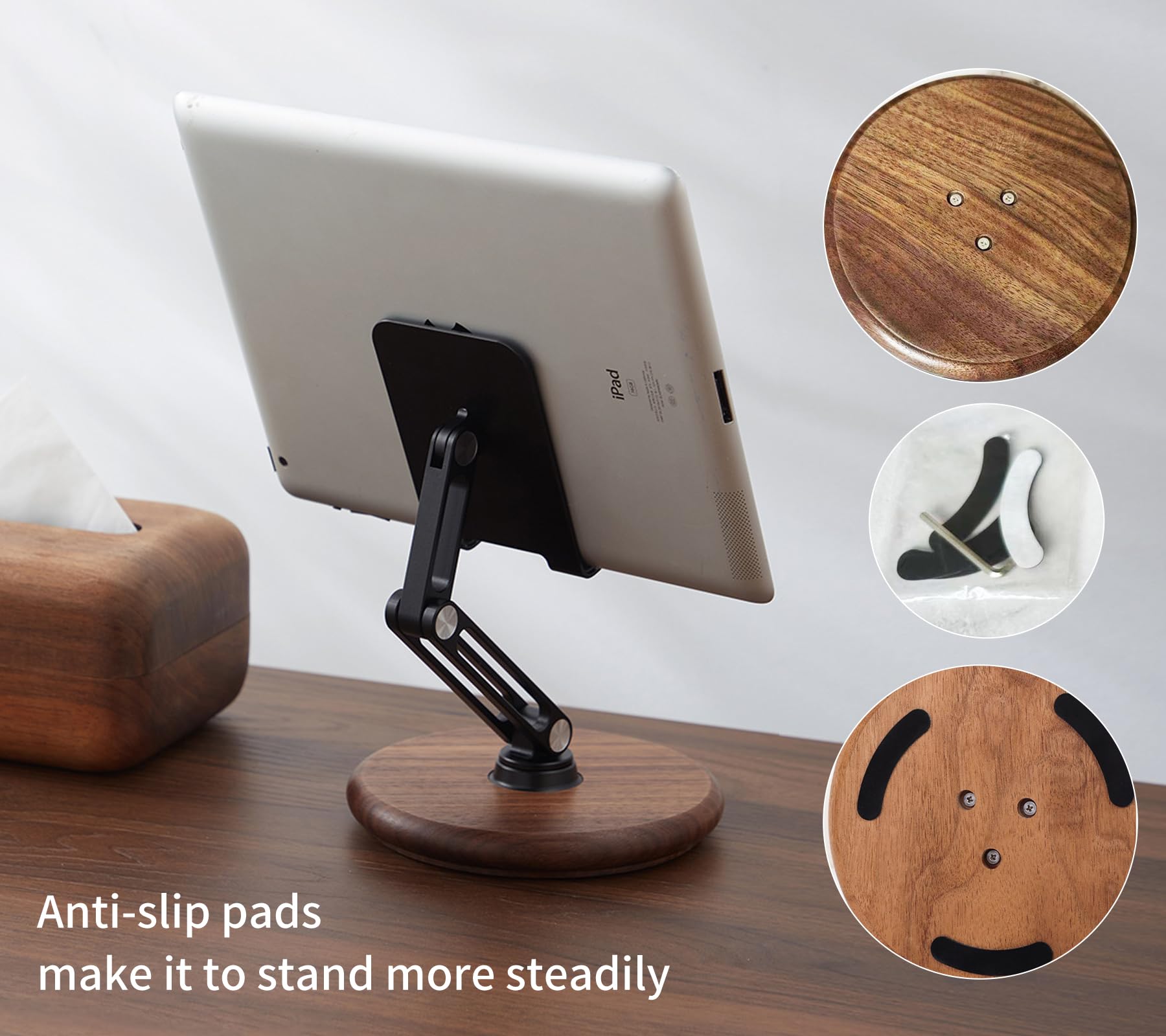 RENMTURE Soporte de escritorio para teléfono, soporte plegable ajustable para teléfono celular con rotación de 360° para iPhone 16, 15, 14, 13 Pro, iPad, teléfonos móviles y tabletas, soporte