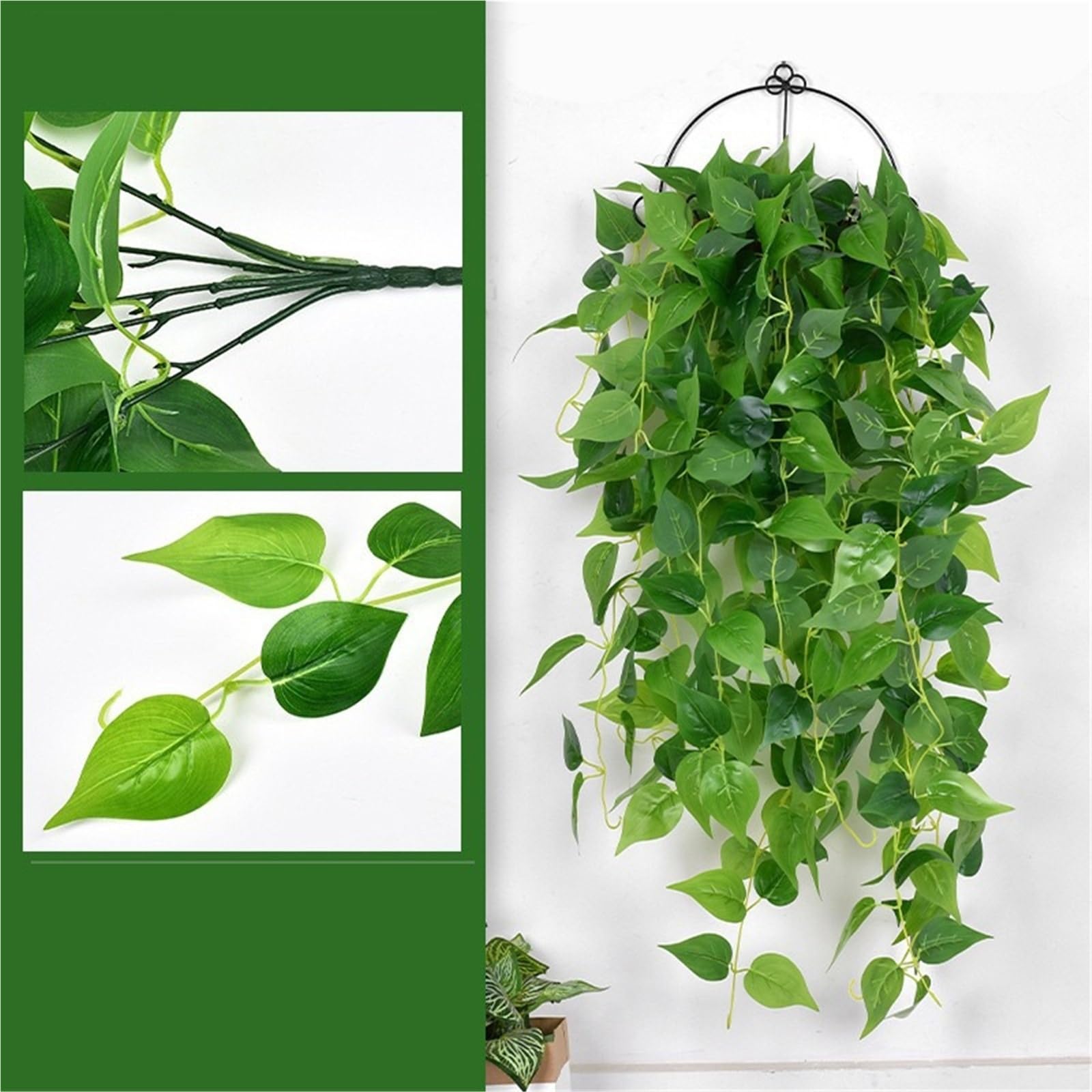 4 piante finte da appendere, 1 m, edera artificiale, foglie di edera verde, adatte per decorazione di interni, matrimoni, giardino, ufficio, decorazione (angolo acuto)