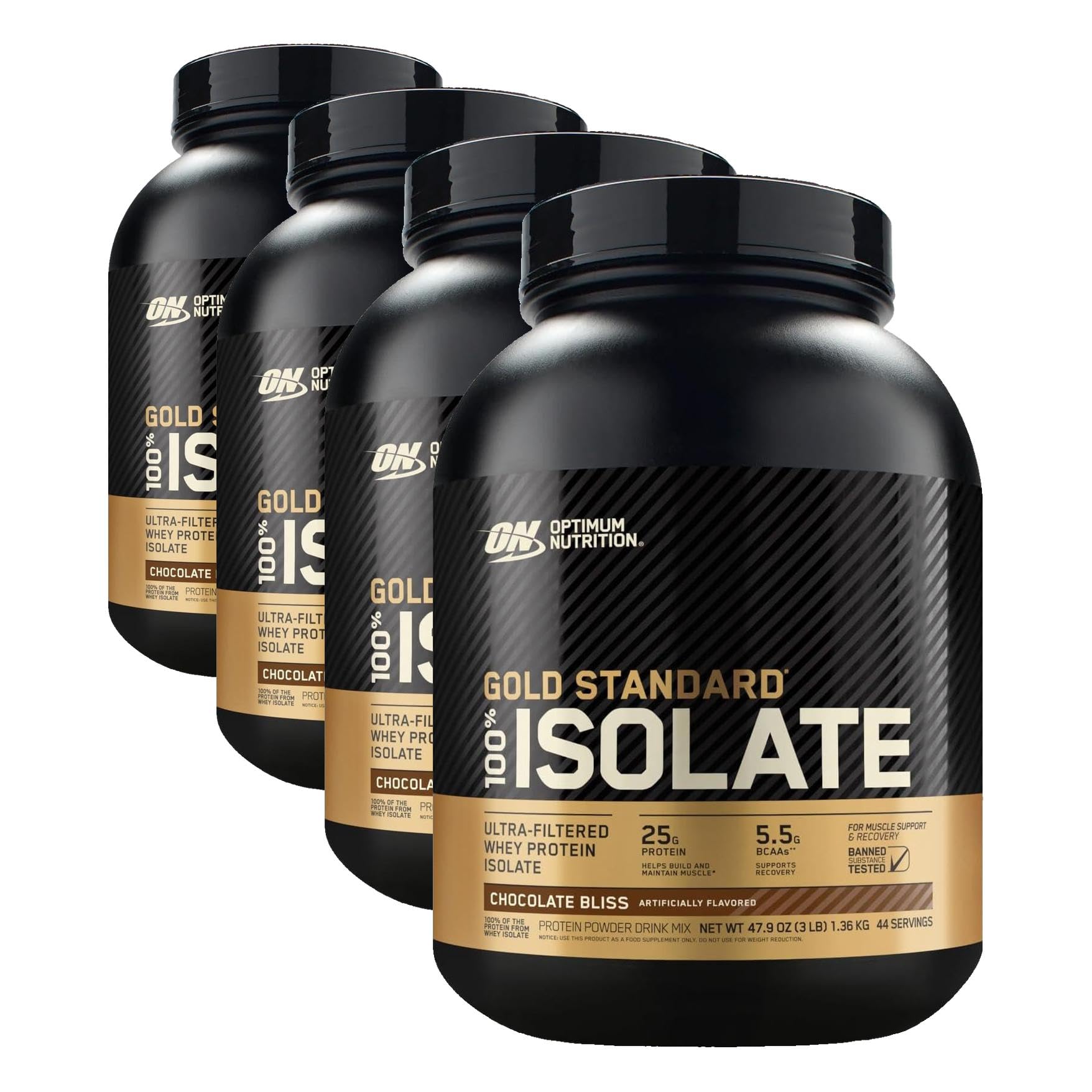 Optimum Nutrition Gold Standard Isolate Protein Powder Chocolate Bliss, 3 Pound (Pack of 4)