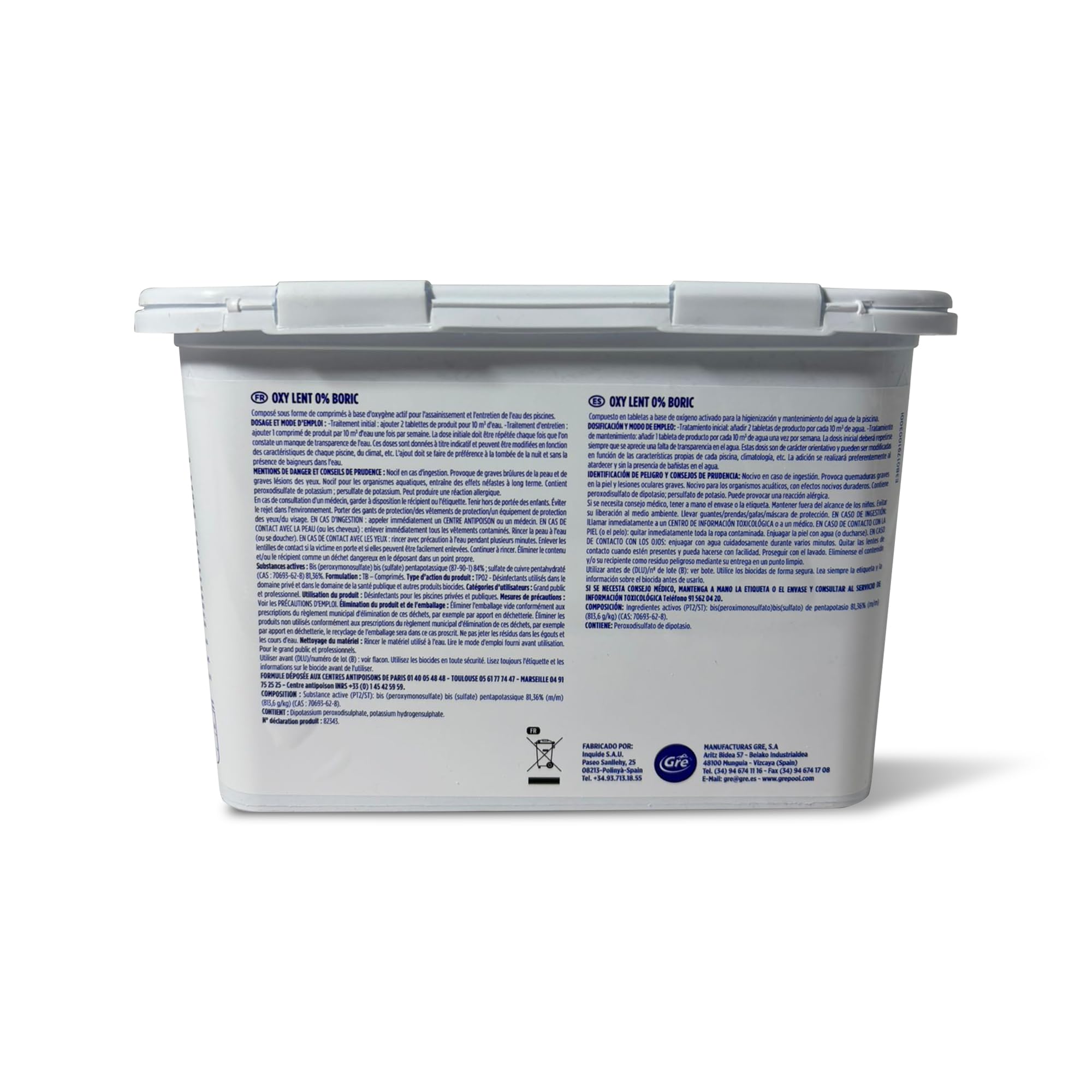 Gre 76029NB - Oxy Lent, Zéro Boric, Comprimés d'oxygène Actif 20 g - 1,2 kg