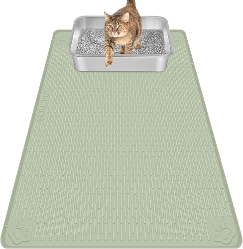 Miniatura 19 de Alfombrilla para Arena de Gatos, Extra Grande de 40" x 28" Alfombrilla de Silicona Alfombrilla Atrapa Arena para Control de Dispersión, Suave en las