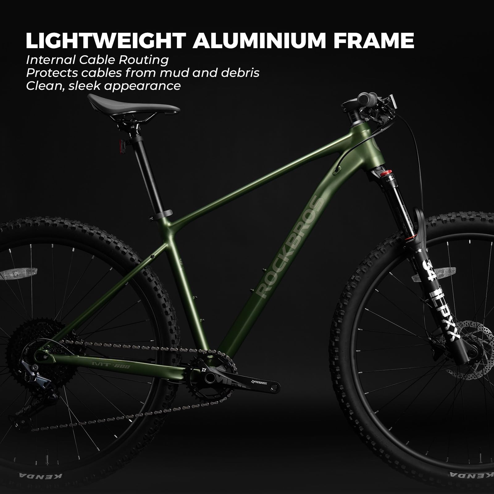 ROCKBROS MT·600 Bicicleta de Montaña Hardtail 29", Cuadro de Aluminio, 1x12 Velocidades, Horquilla de Aire 140 mm, Frenos de Disco Hidráulicos, Neumáticos Antipinchazos, Eje Pasante