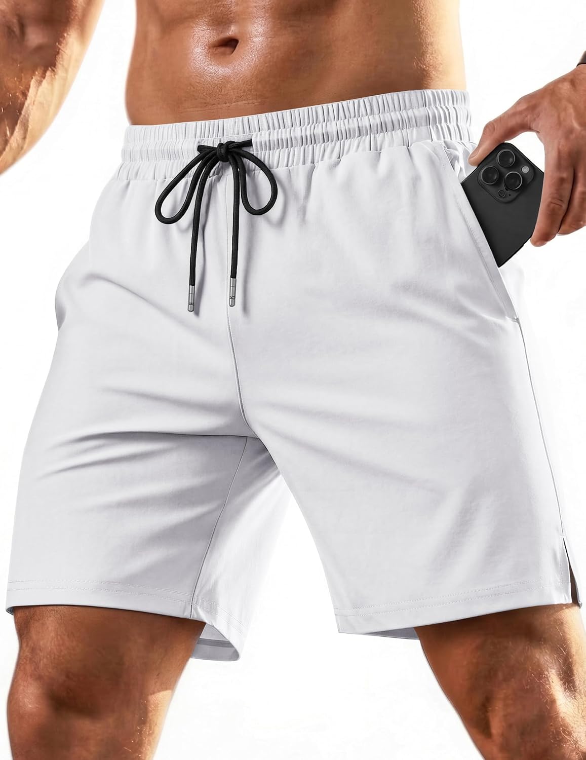 COOFANDY Mens 7" Athletic Shorts Quick Dry Elastic Waist Gym Workout Lightweight Stretch Shorts with Pockets