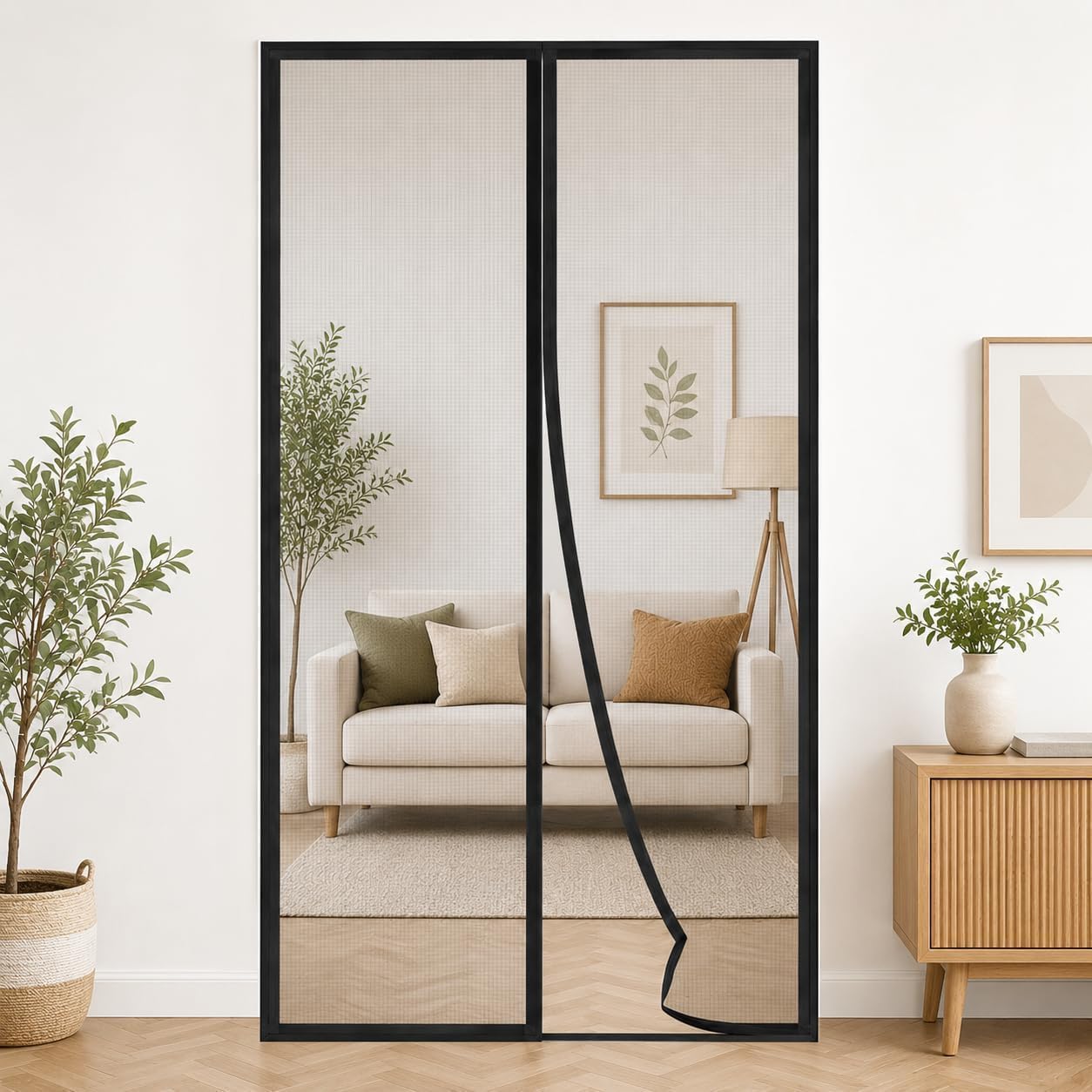 Generic Mosquito Net for Door Fiberglass Magnetic Curtain Auto Closing Insect Screen for All Door Types with Self Adhesive Hook Tape | Insect Repellent Size 7 feet Black Color-image-39