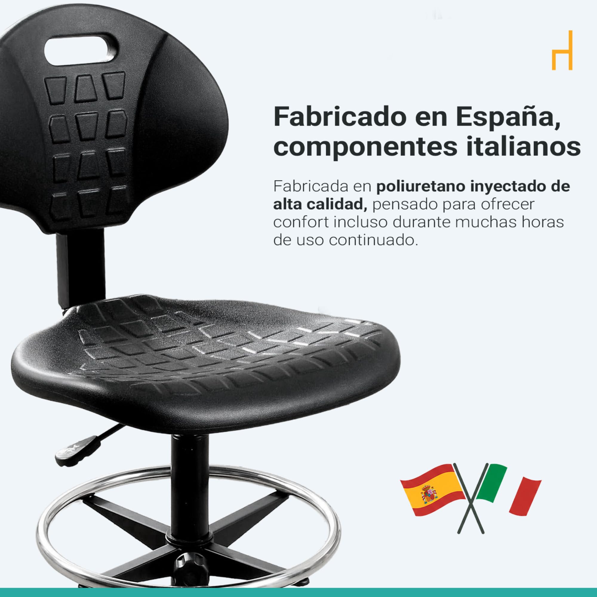 La Silla de Claudia: Taburete Alto Modelo Work con Respaldo | Silla Escritorio con Reposapies | Centrosilla Taburete con Ruedas Giratorio | Silla Ergonómica Alta para Trabajo o Estudio