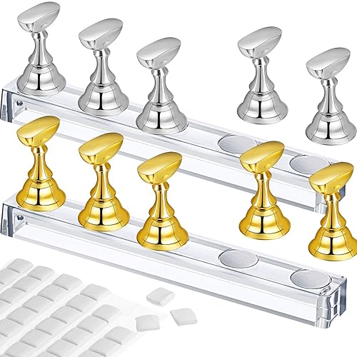 Miniatura 7 de Juego de 2 soportes magnéticos para uñas acrílicas y acrílicas, soporte para exhibición de uñas, capacitación, práctica, 96 unidades, masilla