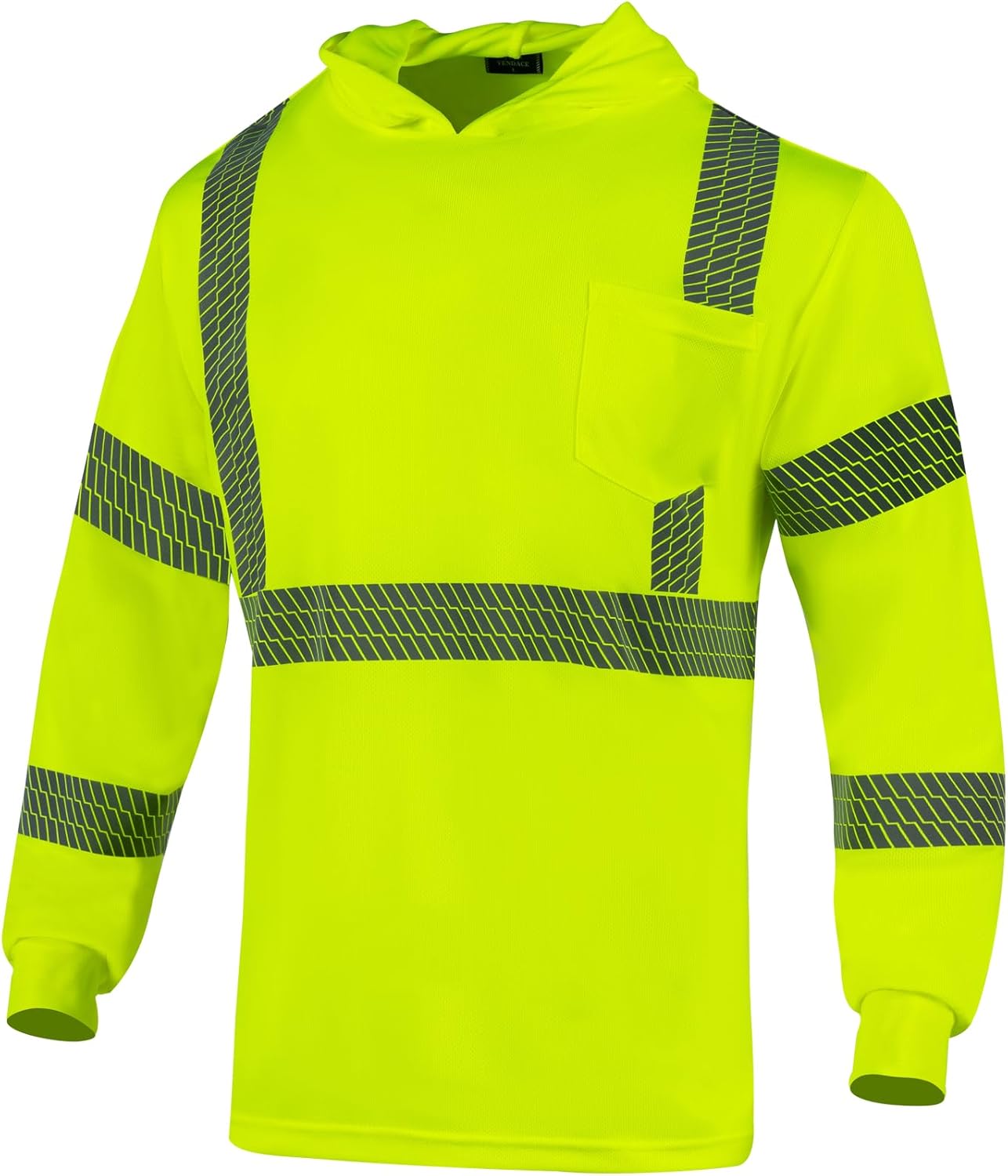 VENDACE Safety Reflective High Visibility Long Sleeve Shirts with Hood Class 3 Hi Vis Construction Breathable Work Shirts