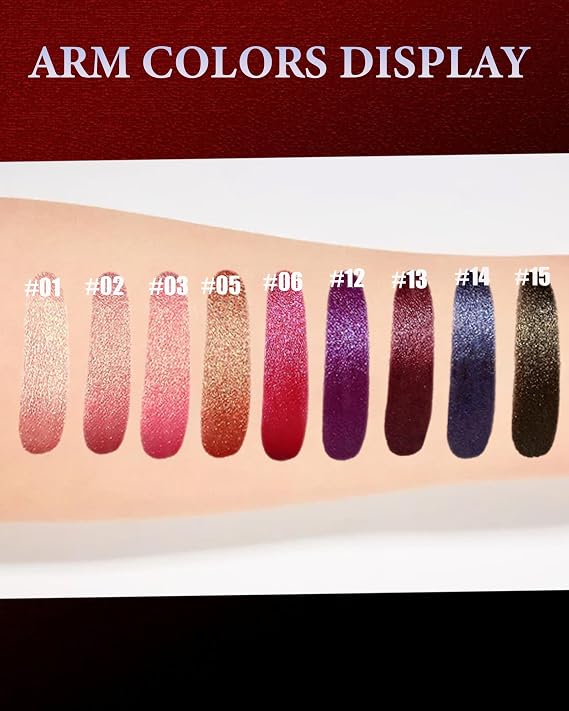 Glitter Peach Pink Metallic Lipstick for Women,Long Lasting Shimmer Sparkling Diamond Lipstick Glitter High Pigmented Lip Gloss Metallic Matte Red Lip Color Stain Waterproof,Non Stick Lips Makeup-02