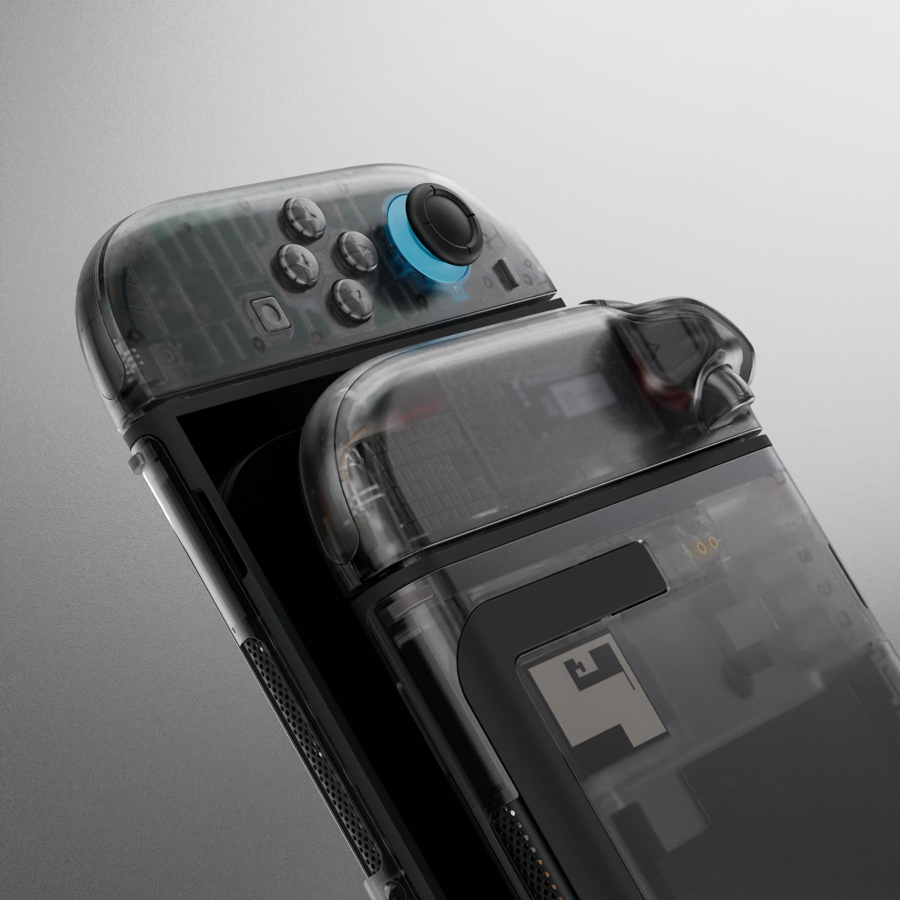 eXtremeRate Coque pour Switch 2 Joycon avec Ensemble Complet de Boutons & Coque Plaque Arrière pour Nintendo Switch 2,Accessoires de Remplacement DIY-Noir Transparent