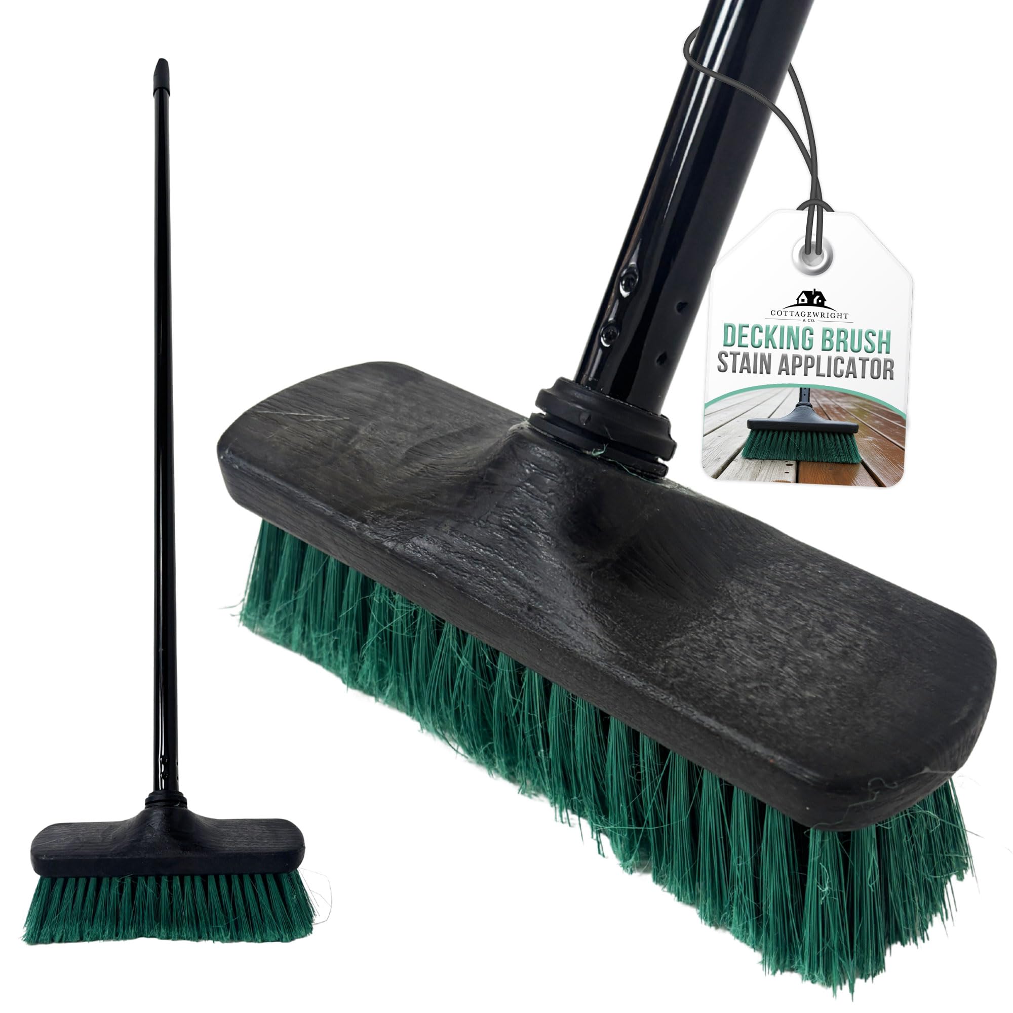 Decking Shed and Fence Paint Brush Broom with Long Handle, Exterior Paint Brush, Premium Fence Stain Kit for Decking Patios and Cladding